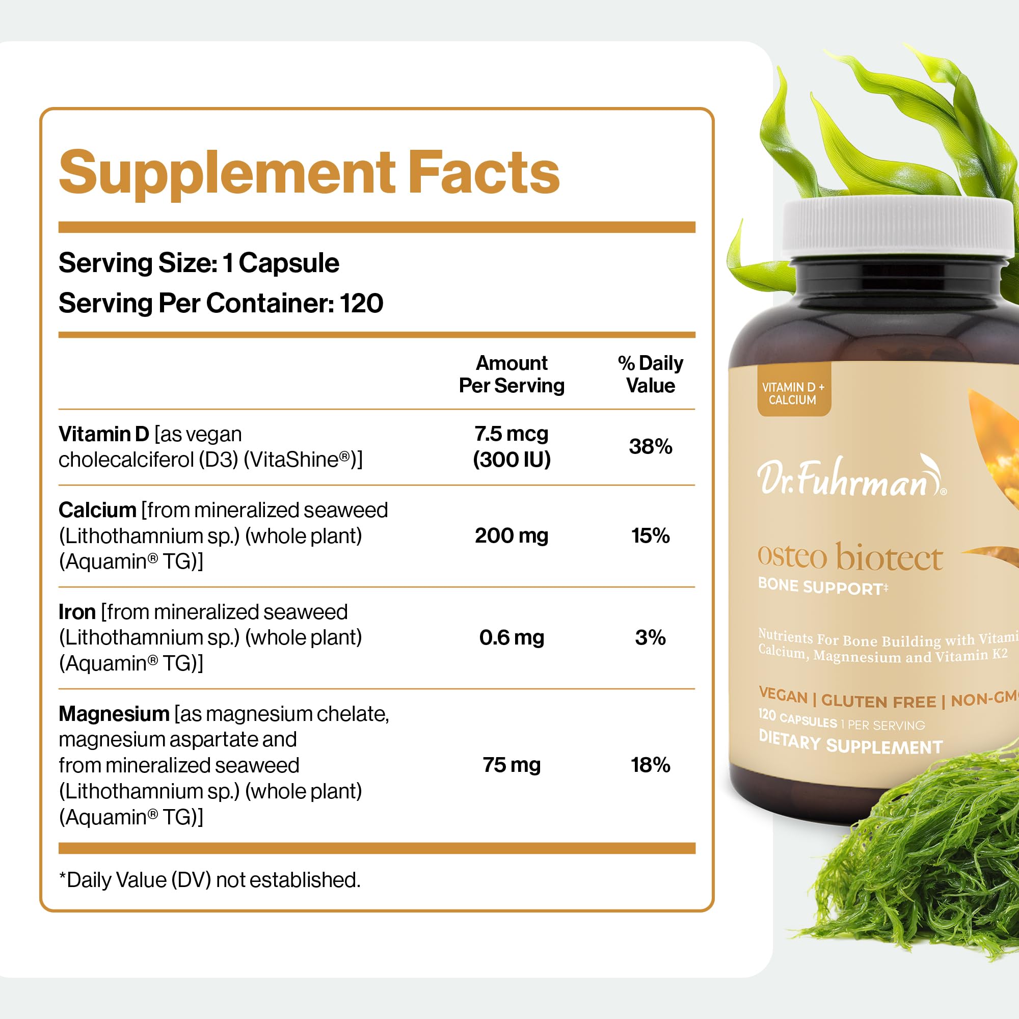 Dr. Fuhrman Osteo Bone Health Supplement | Wholefood Supplement for Women & Men | Vitamin for Bone Density | Organic Vitamin D3, Calcium, Magnesium & K2 | Natural Ingredients | 120 Caps Dr. FuhrmanAu supplements