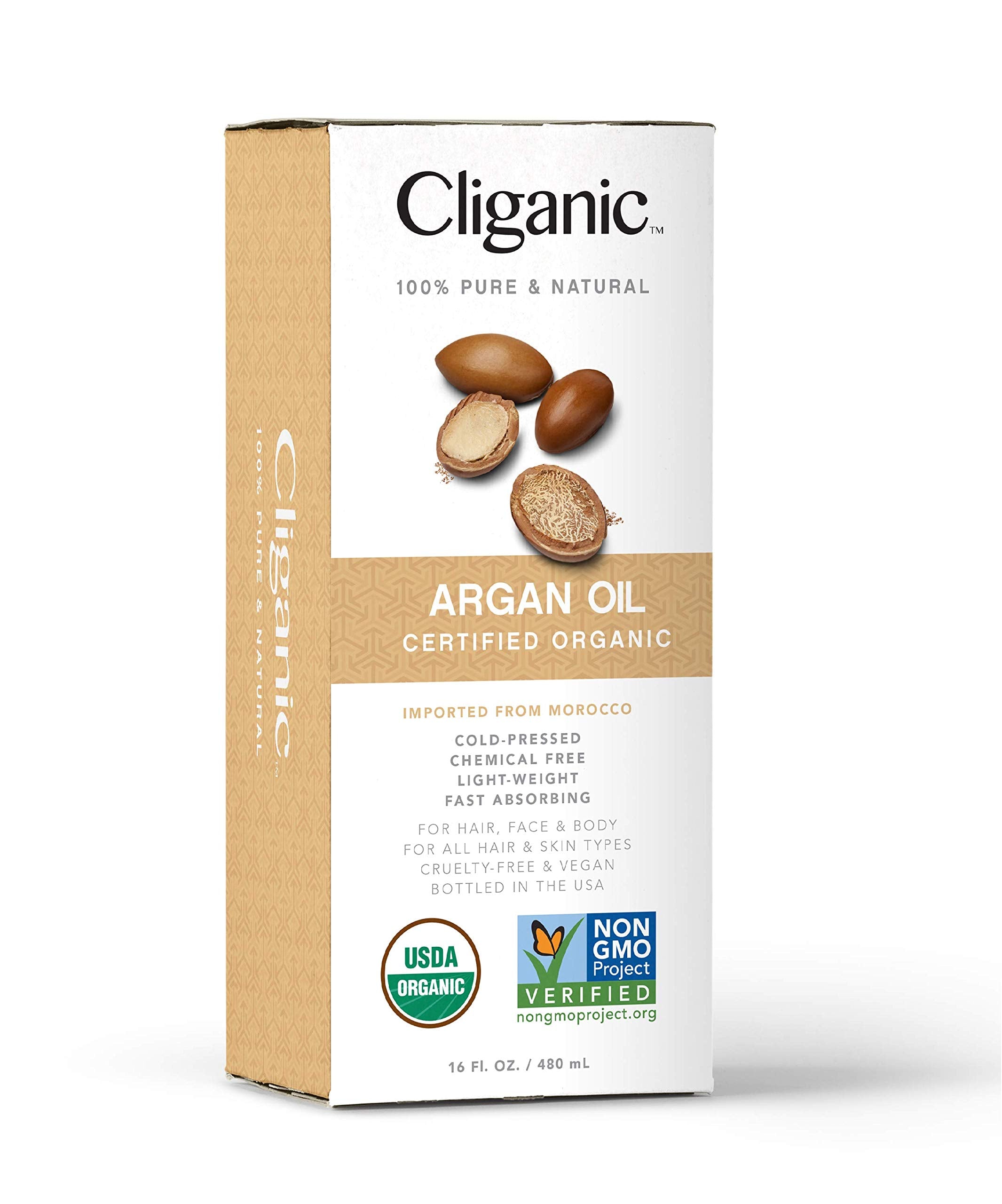 Cliganic Organic Argan Oil 16oz with Pump, 100% Pure | Bulk for Hair, Face & Skin CliganicAu supplements