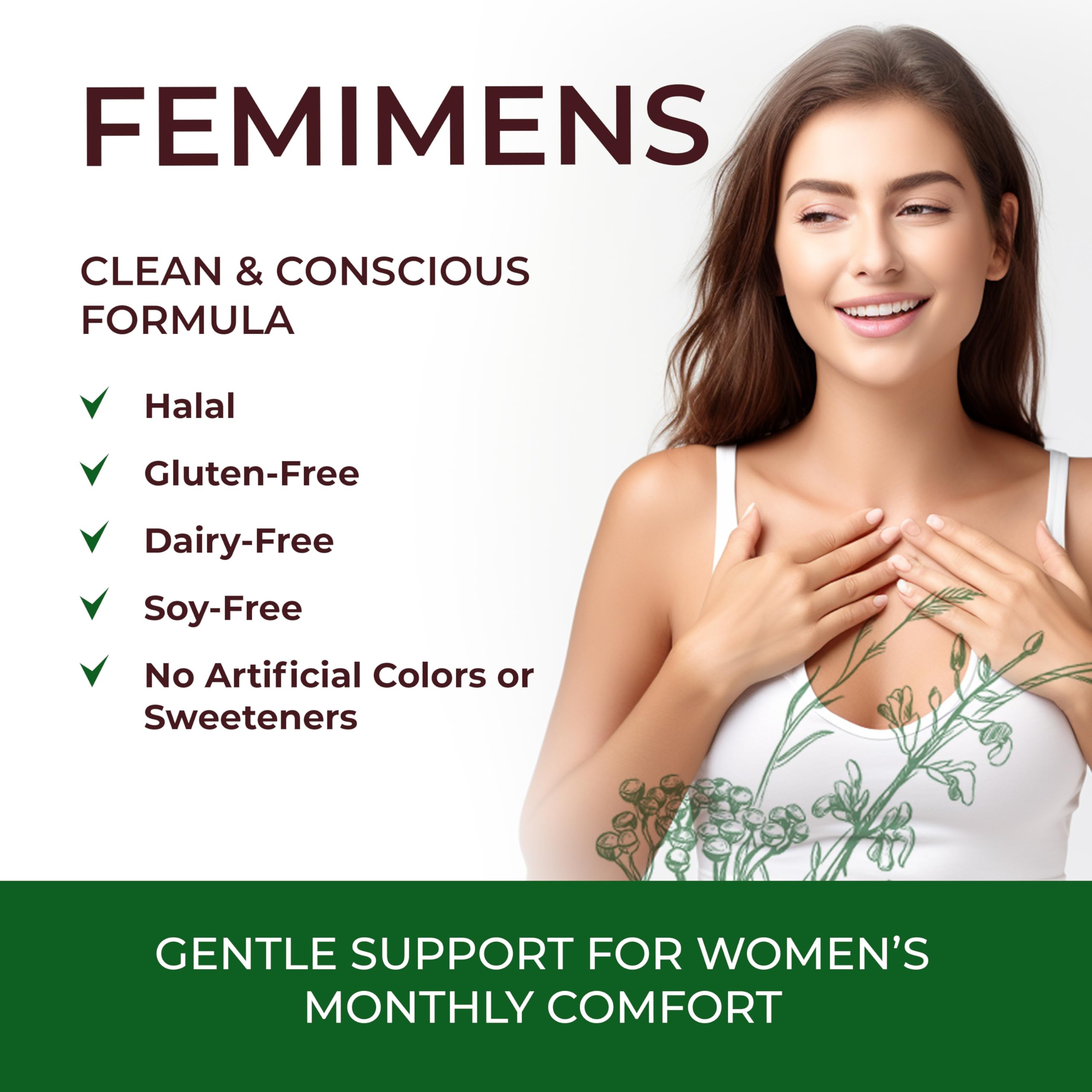 FEMIMENS – PMS Support Supplement for Women – PMS Relief for Women & Menstrual Cramp Relief – Hormonal Balance for Women – Chasteberry Vitex, Ashwagandha, Ginger, Fenugreek – 120 Vegan Capsules Ananta Medicare USAAu supplements