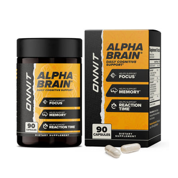 ONNIT Alpha Brain Nootropic Brain Supplement for Men and Women, IGEN Non-GMO Tested, Memory, Mental Clarity, Cognitive Support and Focus Capsules with L-Theanine and Vitamin B6 (90 Count) ONNITAu supplements