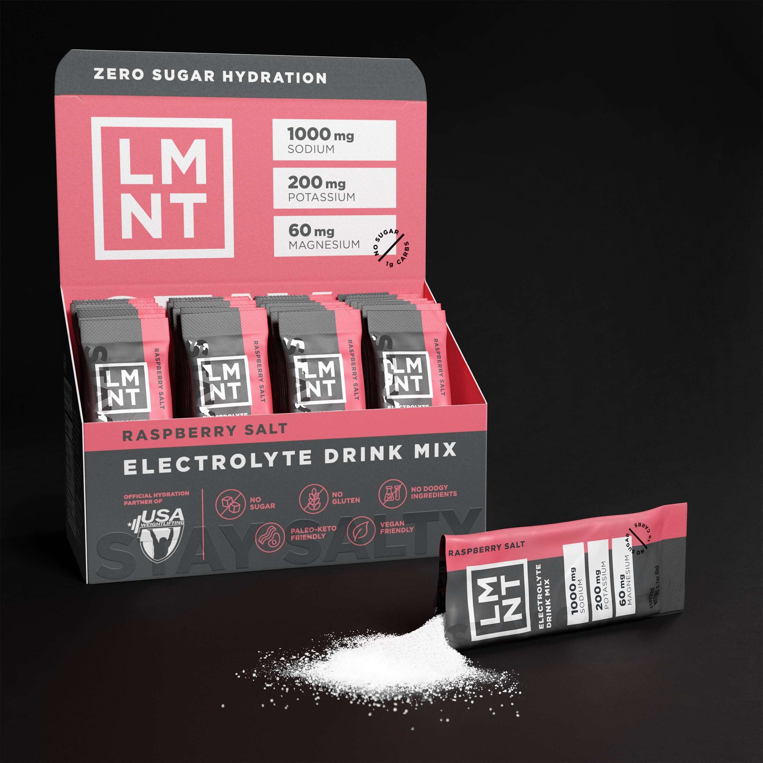LMNT Zero Sugar Electrolytes - Raspberry Salt | Drink Mix | 30-Count Drink LMNTUS supplements