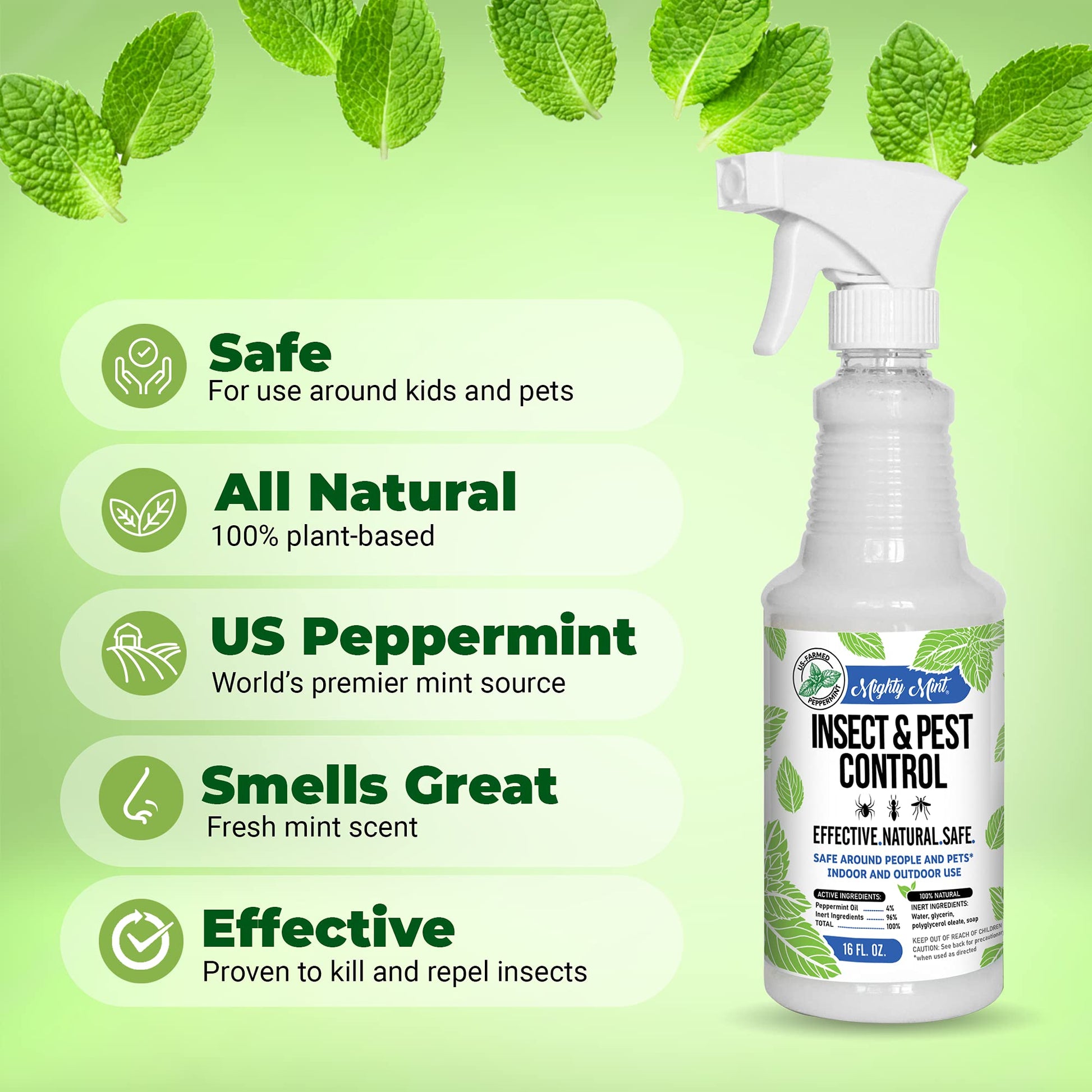 Mighty Mint 16 oz Peppermint Oil Insect & Pest Spray - for Spiders, Ants Mighty MintAu supplements
