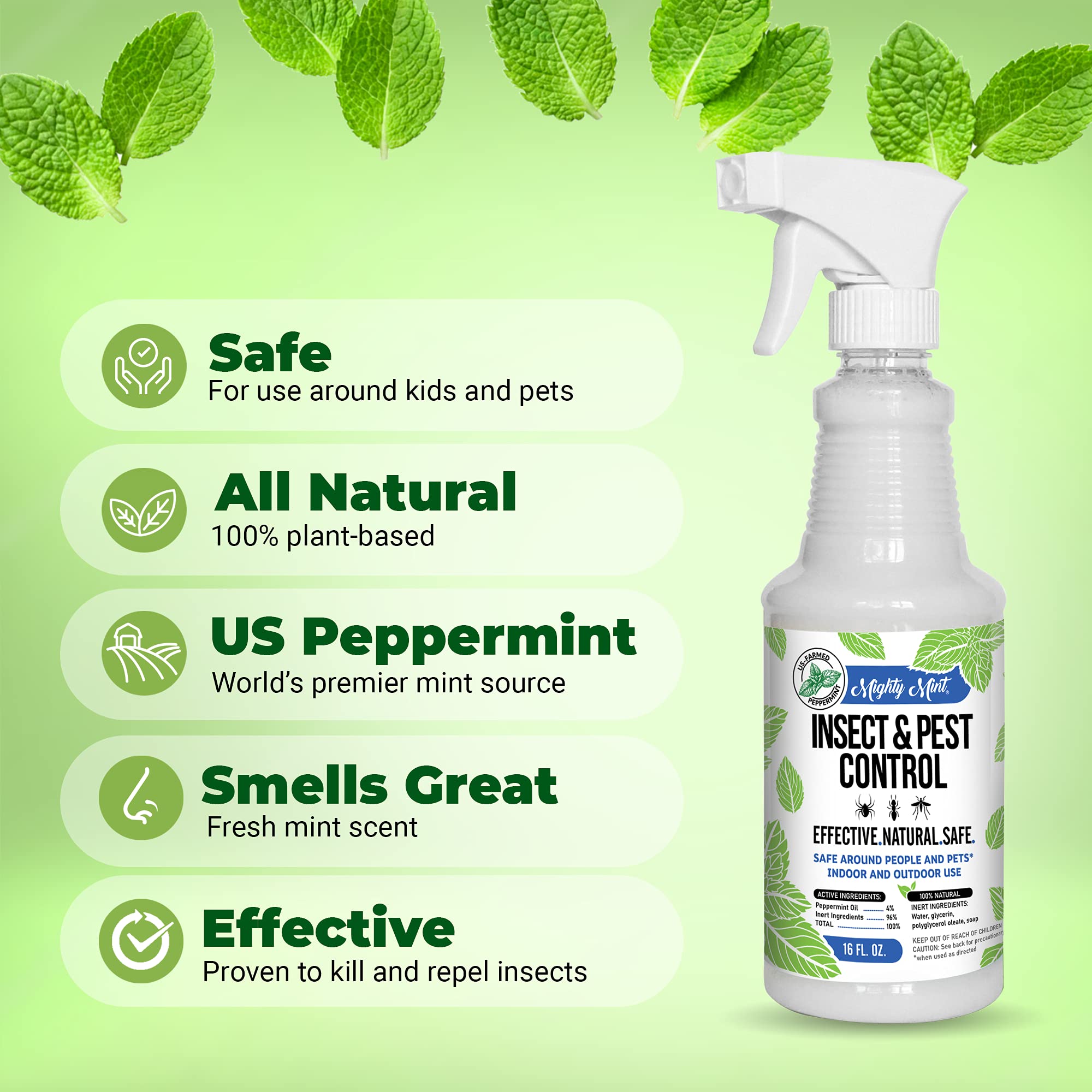 Mighty Mint 16 oz Peppermint Oil Insect & Pest Spray - for Spiders, Ants Mighty MintAu supplements