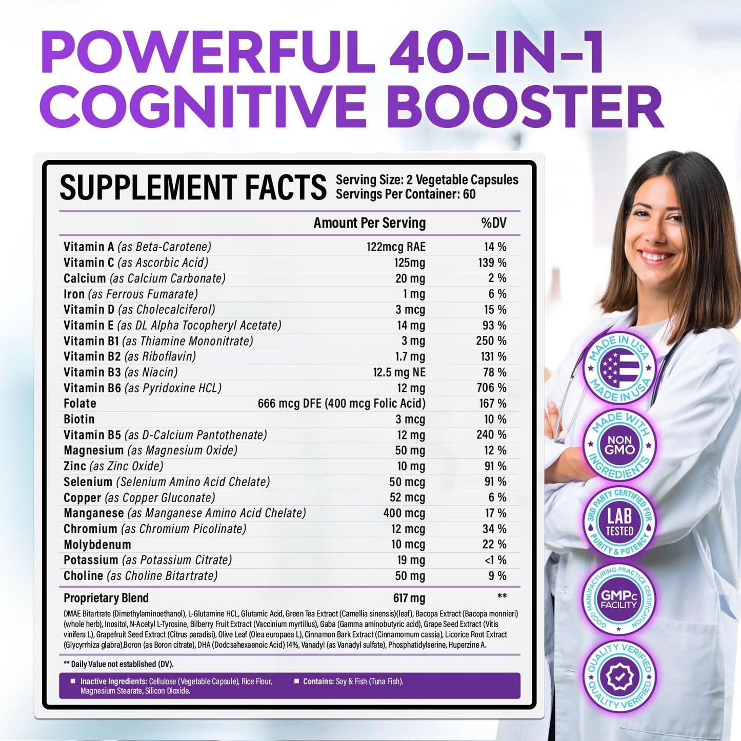 40-in-1 Brain Booster Supplements for Memory, Focus, Clarity, Energy, Performance Rainbow Nutrients, LLCUS supplements