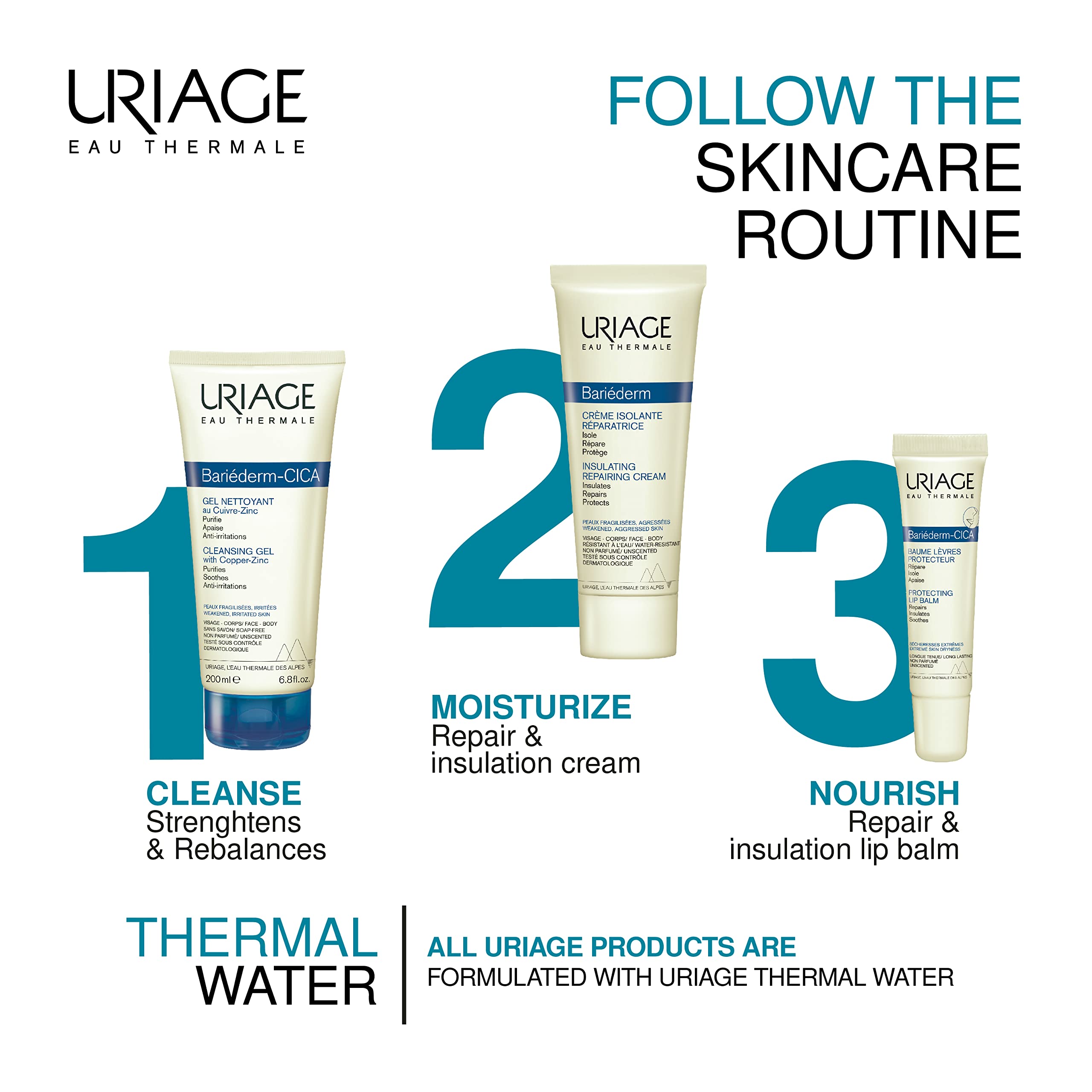 URIAGE Bariederm Insulating Repairing Cream 2.5 fl.oz. | Skin Regenerating Moisturizer UriageUS supplements