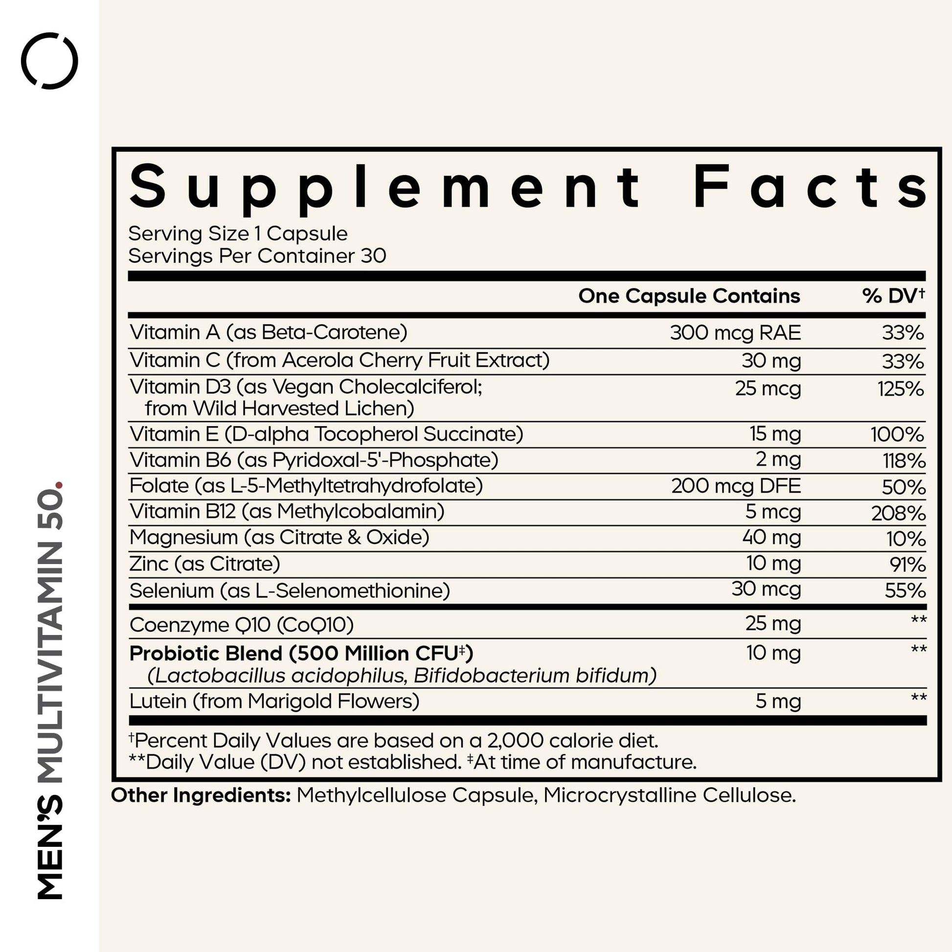 Codeage Men's Multivitamin 50 - Essential Vitamins & Minerals for Men Over 50 - Daily Multivitamins for Men Supplement - Vitamin A, C, D3, E, B6, B1, CoQ10, Probiotics, Lutein - Non-GMO - 30 Capsules CodeageAu supplements