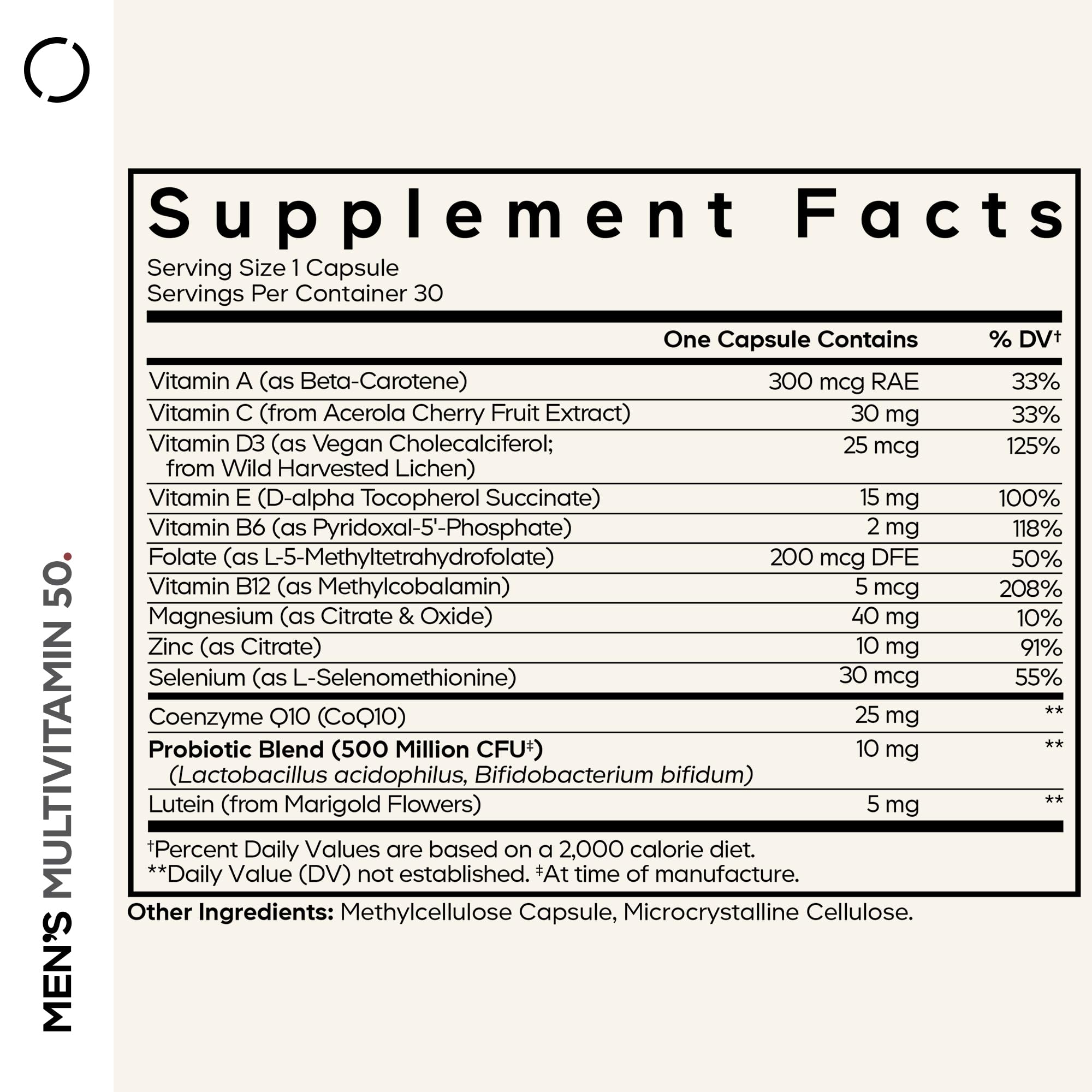 Codeage Men's Multivitamin 50 - Essential Vitamins & Minerals for Men Over 50 - Daily Multivitamins for Men Supplement - Vitamin A, C, D3, E, B6, B1, CoQ10, Probiotics, Lutein - Non-GMO - 30 Capsules CodeageAu supplements