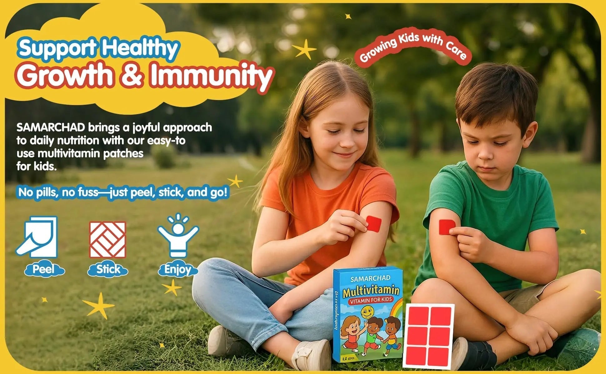 SAMARCHAD Kids Multivitamin Patches Daily Vitamin Patch for Children Natural, Sugar-Free No Swallowing Immune & Growth Support SAMARCHADAu supplements