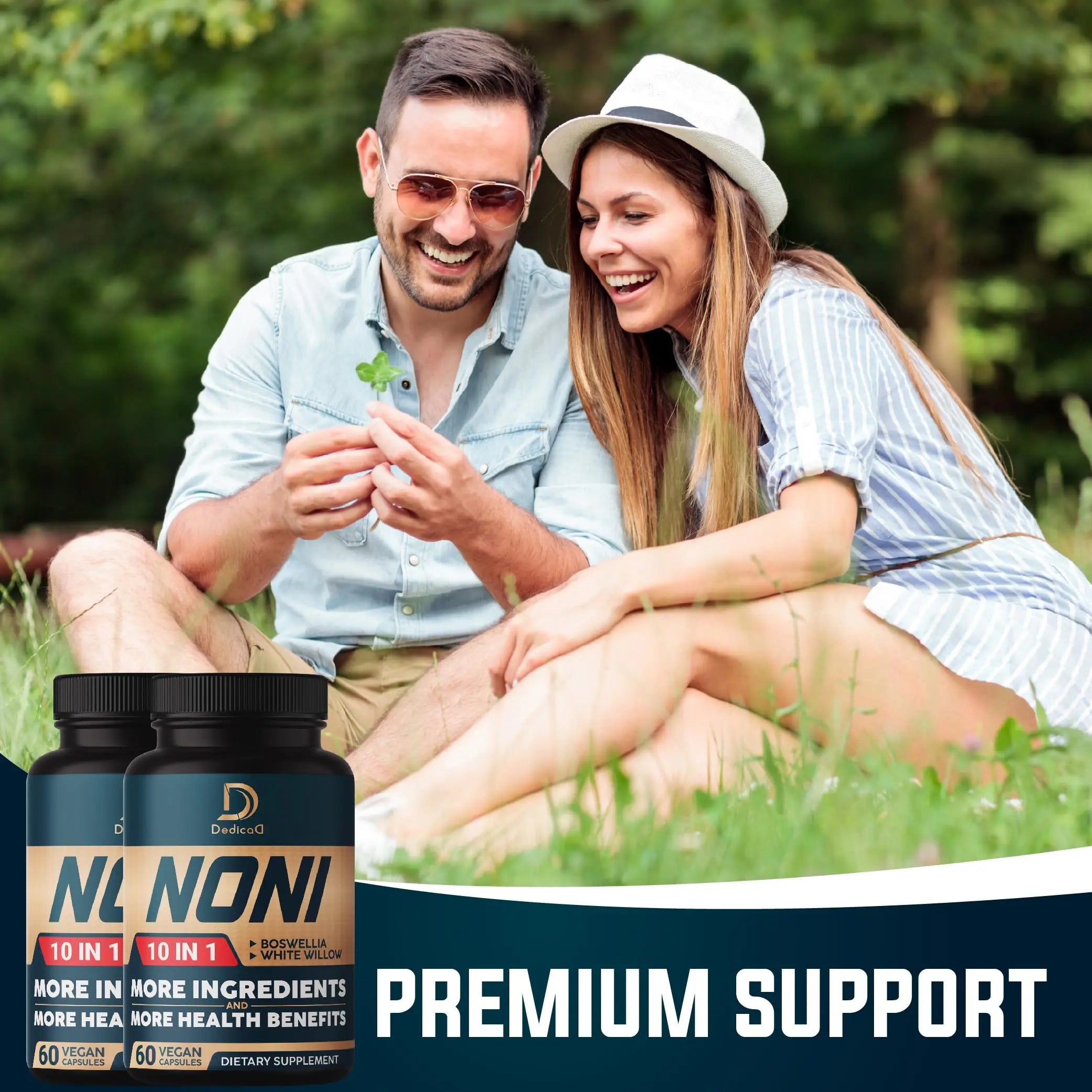DEDICAD 10in1 Noni Capsules - 4 Month Supply with Elderberry, Boswellia, Turmeric, Ginger & More - Support Muscle, Joint, Digestive & Immune - 2 Packs of 60 Vegan Capsules, Non-GMO & Gluten-Free DEDICADnz supplements