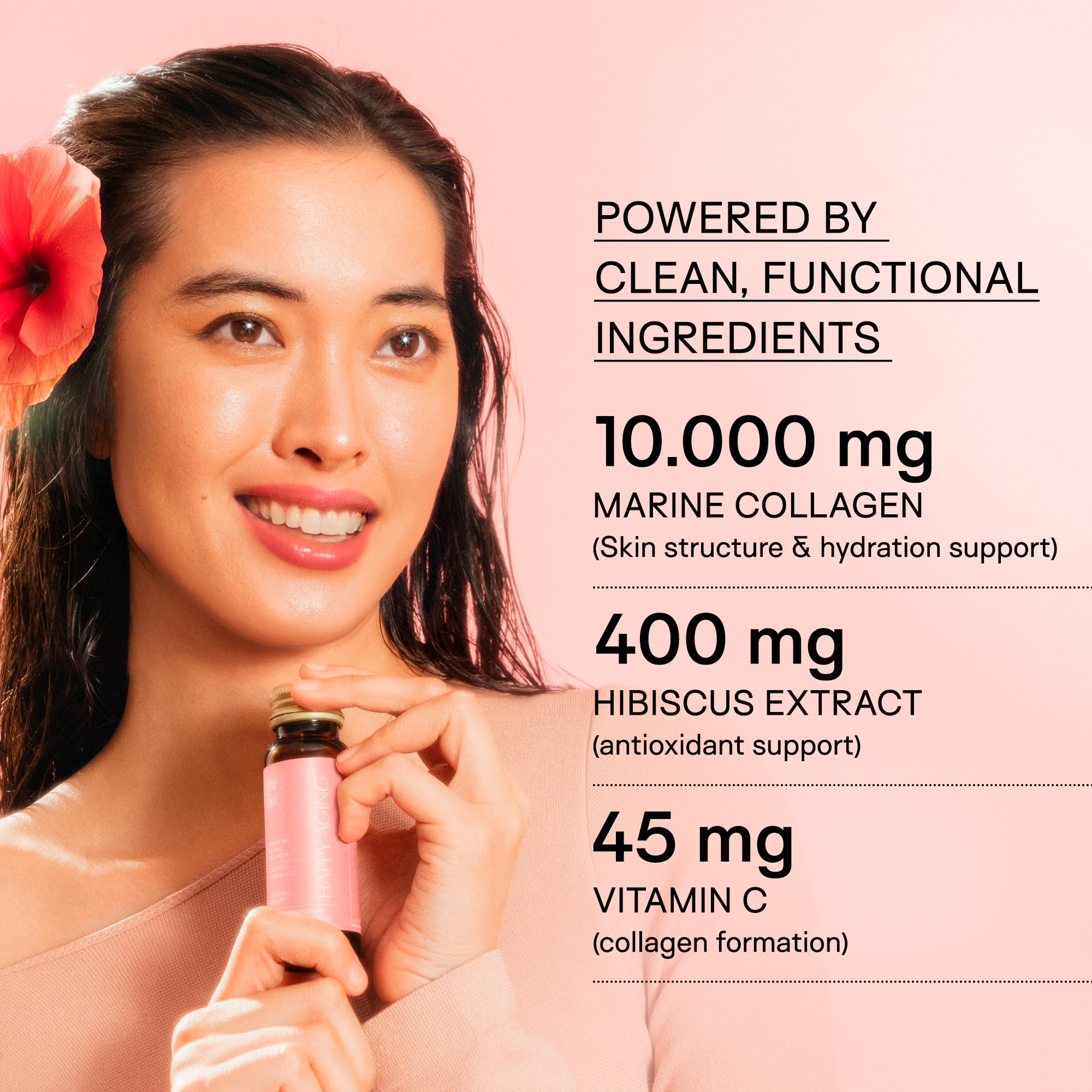 Happy Aging Marine Collagen Peptides Glow Shot 10,000mg - Liquid Collagen for Women with Liposomal Delivery - Promotes Skin Hydration, Elasticity & Radiance - Supports Hair & Nails, 10 Shots Happy AgingAu supplements