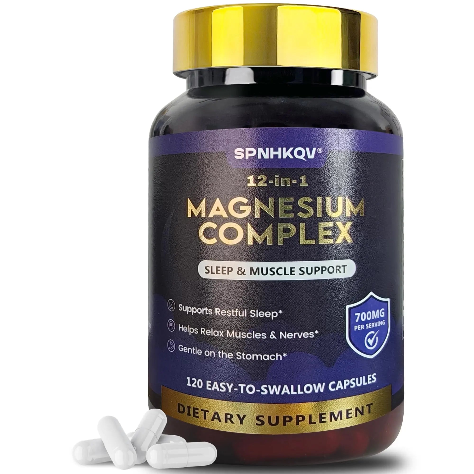 SPNHKQV Magnesium 12-in-1 Complex Supplement – 700mg High Absorption Magnesium Glycinate Capsules for Women & Men – Muscle, Nerve & Sleep Support – 120 Vegan Capsules SPNHKOVAu supplements