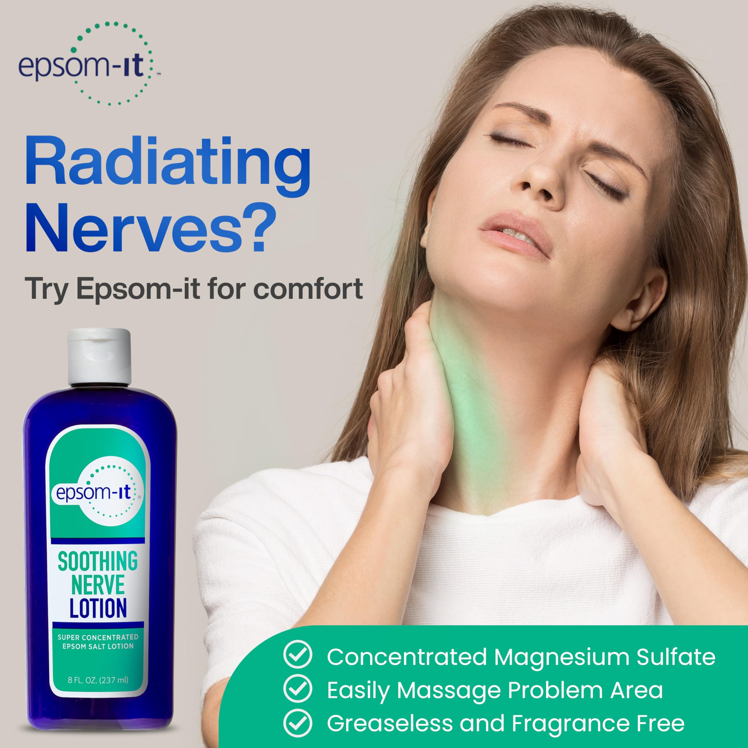 Epsom-It Soothing Nerve Lotion - Epsom Salt Magnesium Lotion, Topical Magnesium Cream with Capsaicin & Arnica to Provide Comfort for Legs, Knee and Feet, 8.0 oz., 2-Pack EPSOM-ITAu supplements