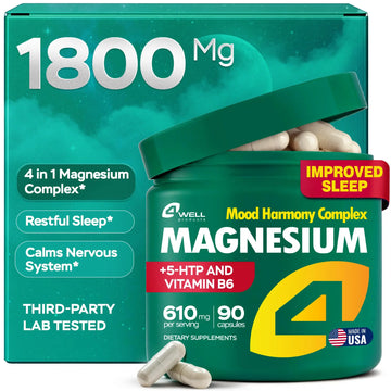 Magnesium Complex for Women – Magnesium for Sleep, Advanced 610mg with Glycinate, Citrate & Vitamin B6 for 3X Absorption + 5-HTP – Supports Sleep, Relaxation, Nerve, Muscle, Bone & Energy Health 4Well ProductsAu supplements