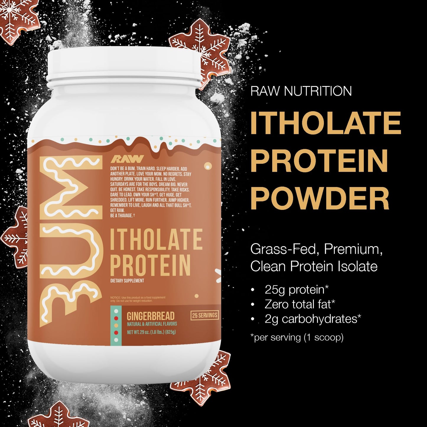 RAW Whey Isolate Protein Powder, Gingerbread (CBUM Itholate Protein) - 100% Grass RAWUS supplements