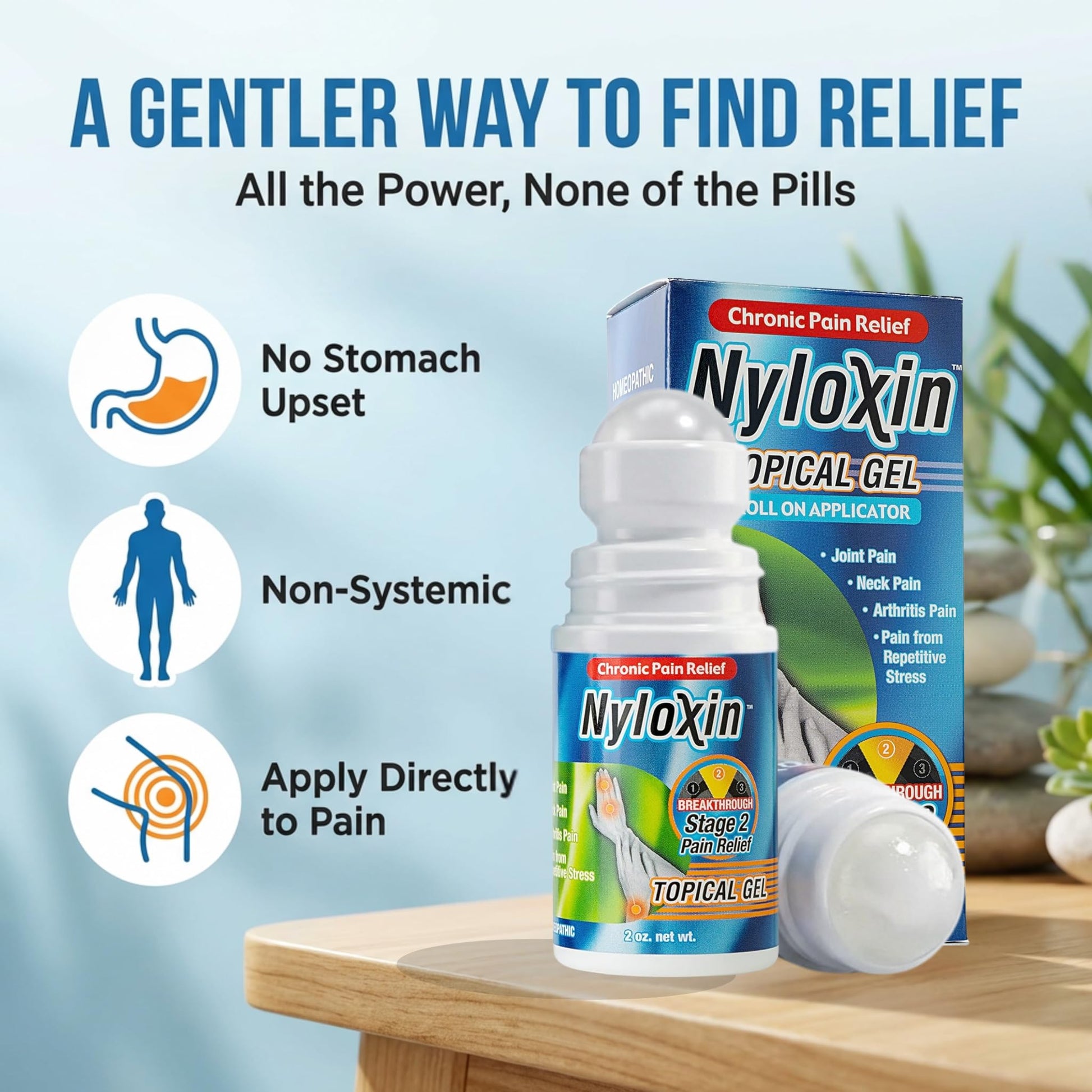 Nyloxin Roll-On Arthritis Pain Relief Gel, Back Pain Relief, Neuropathy Pain Relief, Nerve Pain Relief, Knee Pain Relief, Foot Pain Relief, Muscle Pain Relief, Shoulder Pain, Joint Pain (2 oz) NyloxinAu supplements