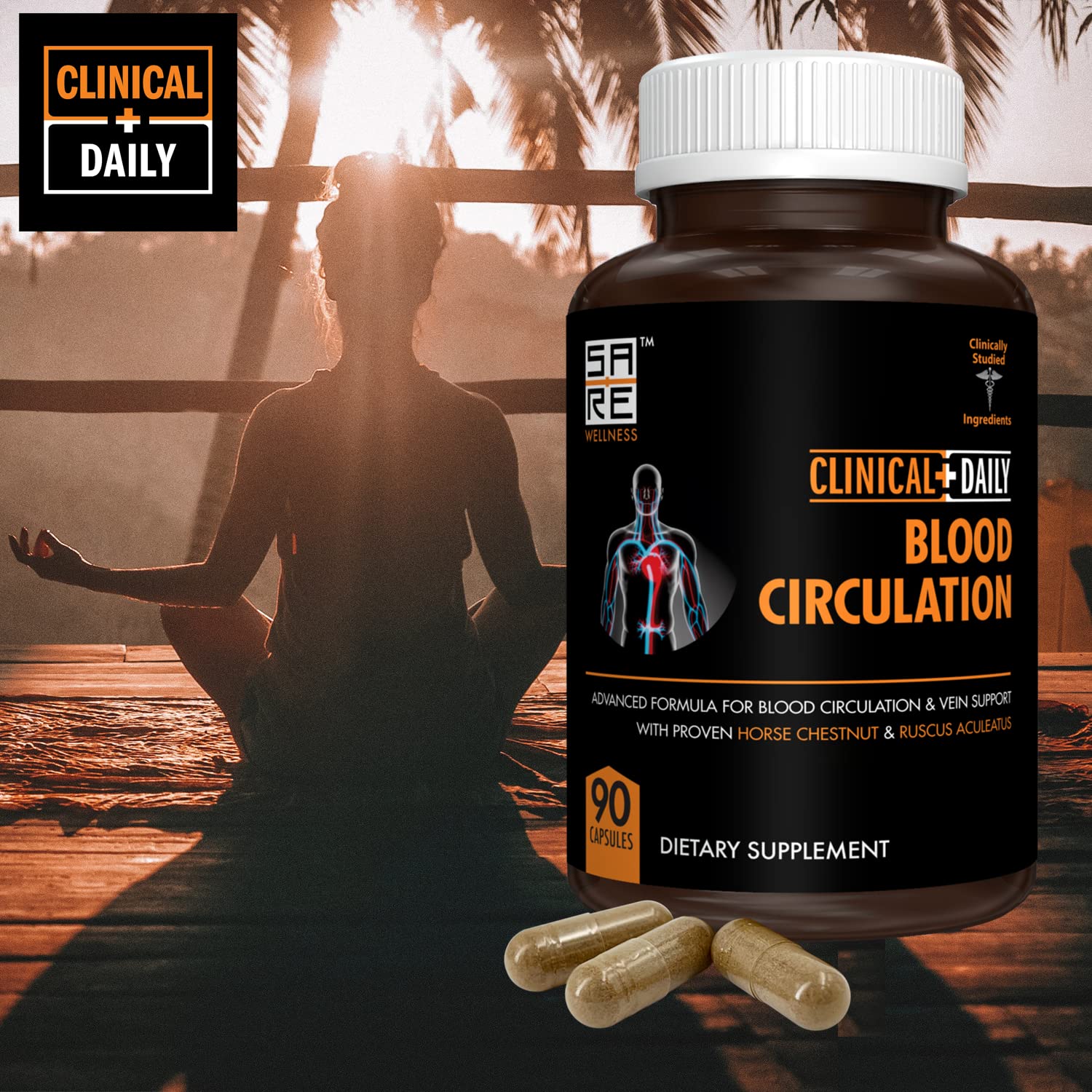 Clinical Daily Blood Circulation Supplements. Butchers Broom, Horse Chestnut, Hawthorn Clinical DailyUS supplements