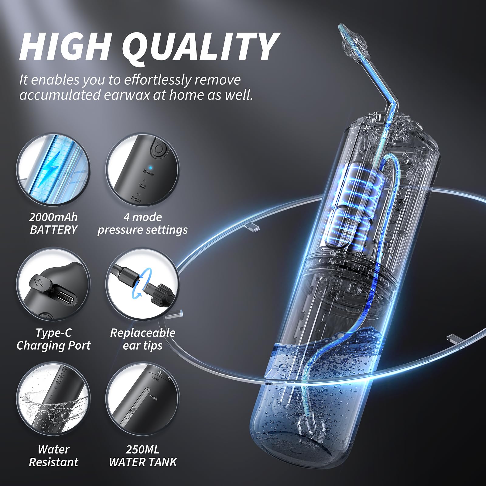 Ear Wax Removal - Electric Ear Irrigation Flushing System - Water Powered Ear LebbtlAu supplements
