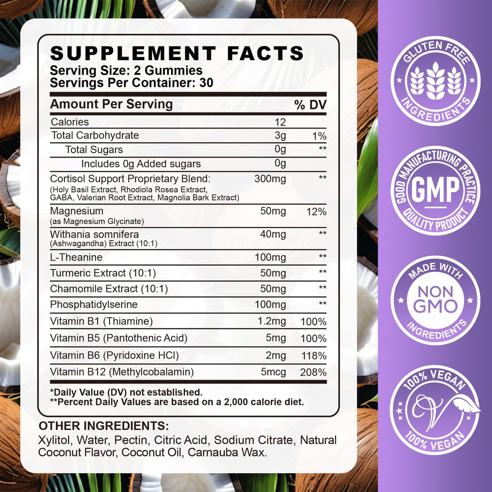 Cortisol Gummies for Women - Cortisol Supplements with Magnesium Glycinate, Ashwagandha, L-Theanine, Vitamin B Complex for Relaxation, Sleep, Calm Mood & Focus - Vegan, Sugar Free Coconut Flavor GZ HAOYUANAu supplements