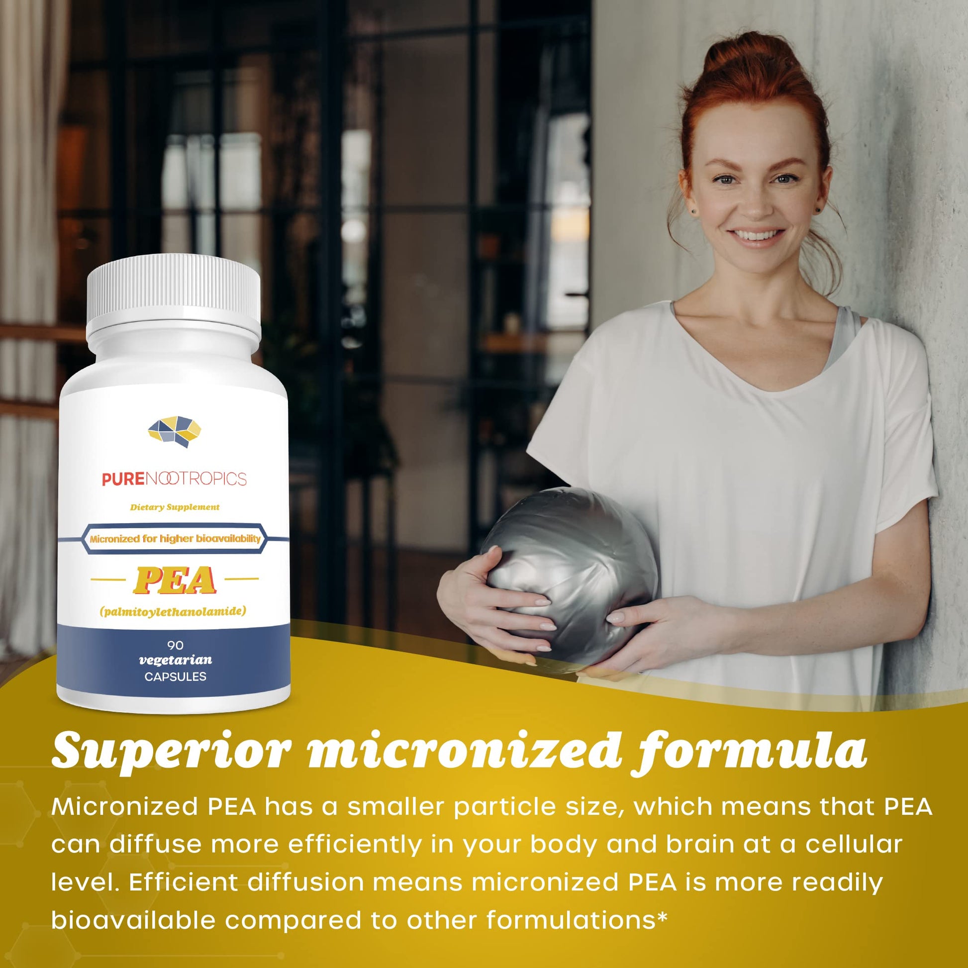 Pure Nootropics - Palmitoylethanolamide (Micronized Pea) 400 mg Capsules | 90 Veg Caps Value Pack | Supports Relief from Occasional Discomfort | Supports Immune System Pure NootropicsAu supplements
