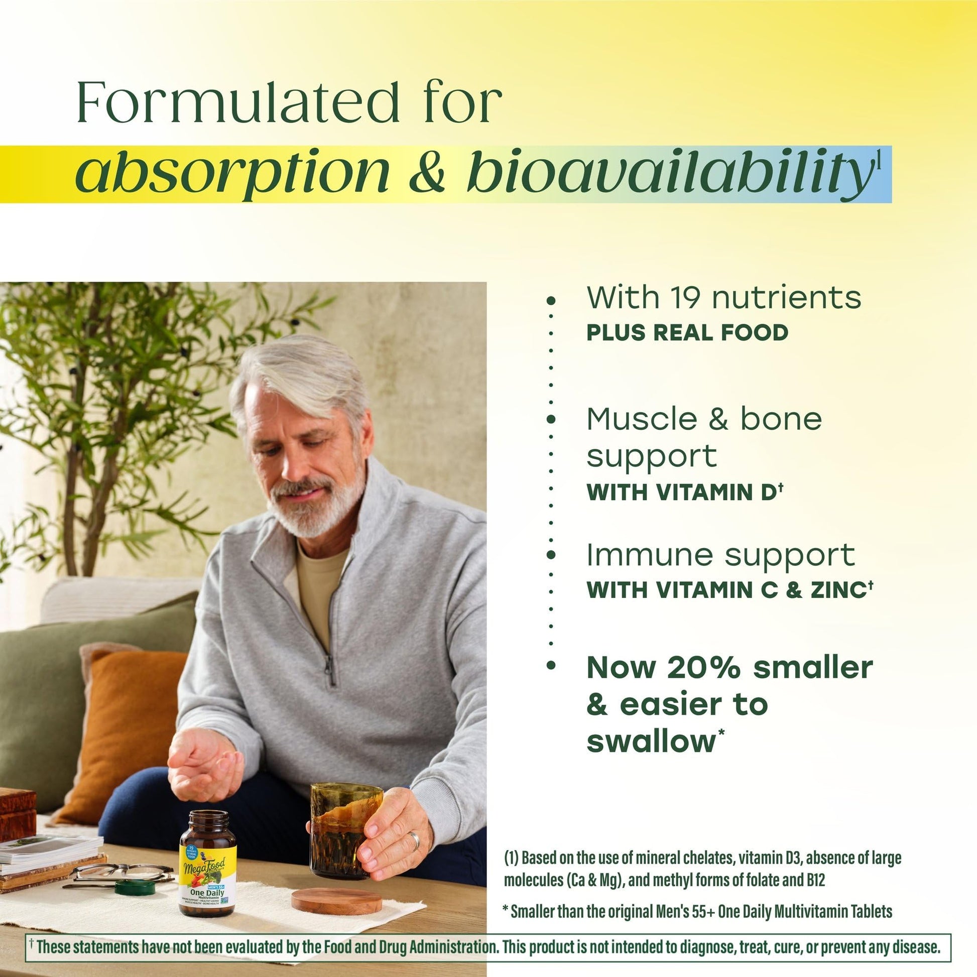 MegaFood Multivitamin for Men 55+ One Daily Mens Multivitamins, Methylated B12, Vitamin D3, C & Zinc MegaFoodAu supplements