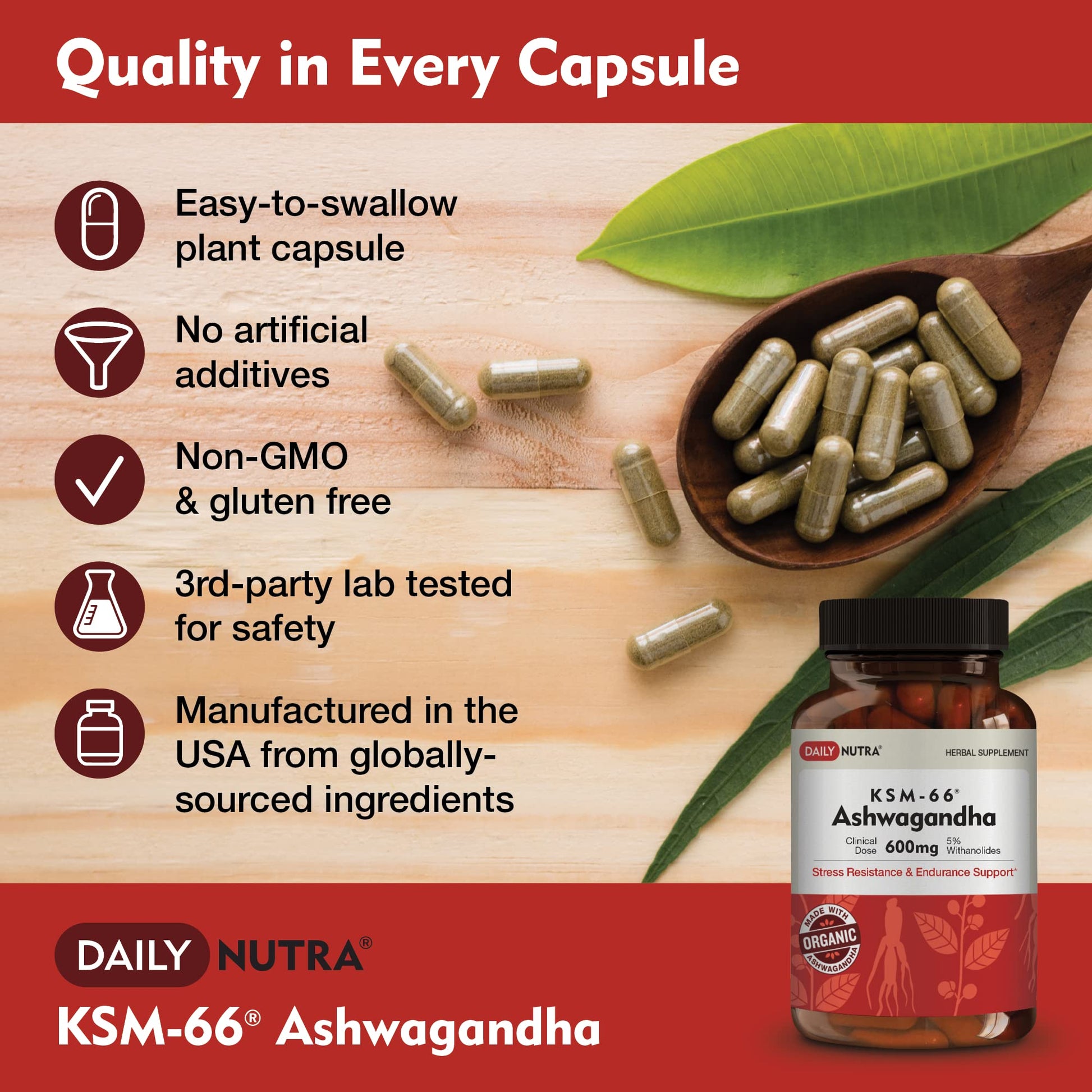 DailyNutra KSM-66 Ashwagandha 600mg Organic Root Extract - High Potency Supplement DailyNutraAu supplements
