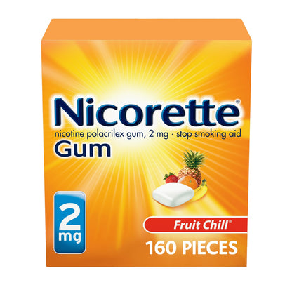 Nicorette 2 mg Nicotine Gum to Help Stop Smoking - Fruit Chill Flavored NicoretteUS supplements