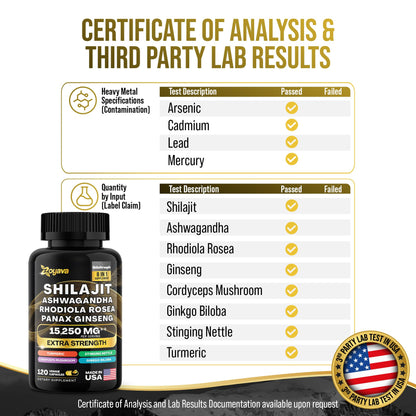 Zoyava Shilajit 9000MG Radiant Health Blend Ashwagandha 2000MG Rhodiola Rosea ZoyavaUS supplements