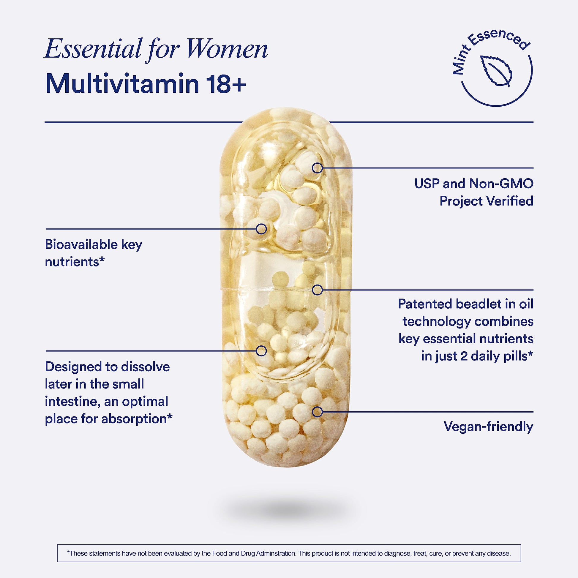 Ritual Multivitamin for Women 18+ with Vitamin D3 for Immune Support*, Vegan Omega 3 DHA, B12, Iron, Gluten Free, Non GMO, USP Verified, Mint RitualAu supplements