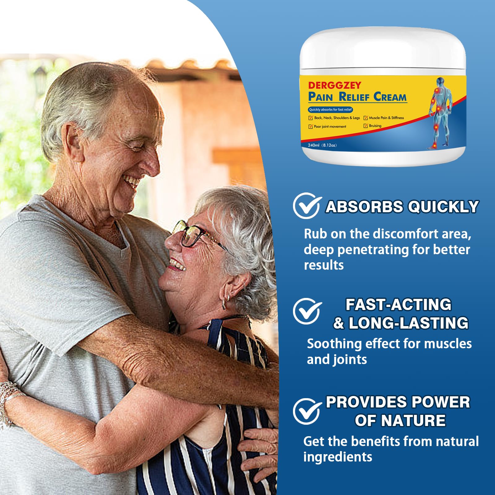 Derggzey Naturals Arthritis Pain Relief Cream 8 oz - Maximum Strength Deep Penetrating for Joint, Muscle, Knee, Back, Feet, Hand, Ankle - Effective Soothing DerggzeyAu supplements