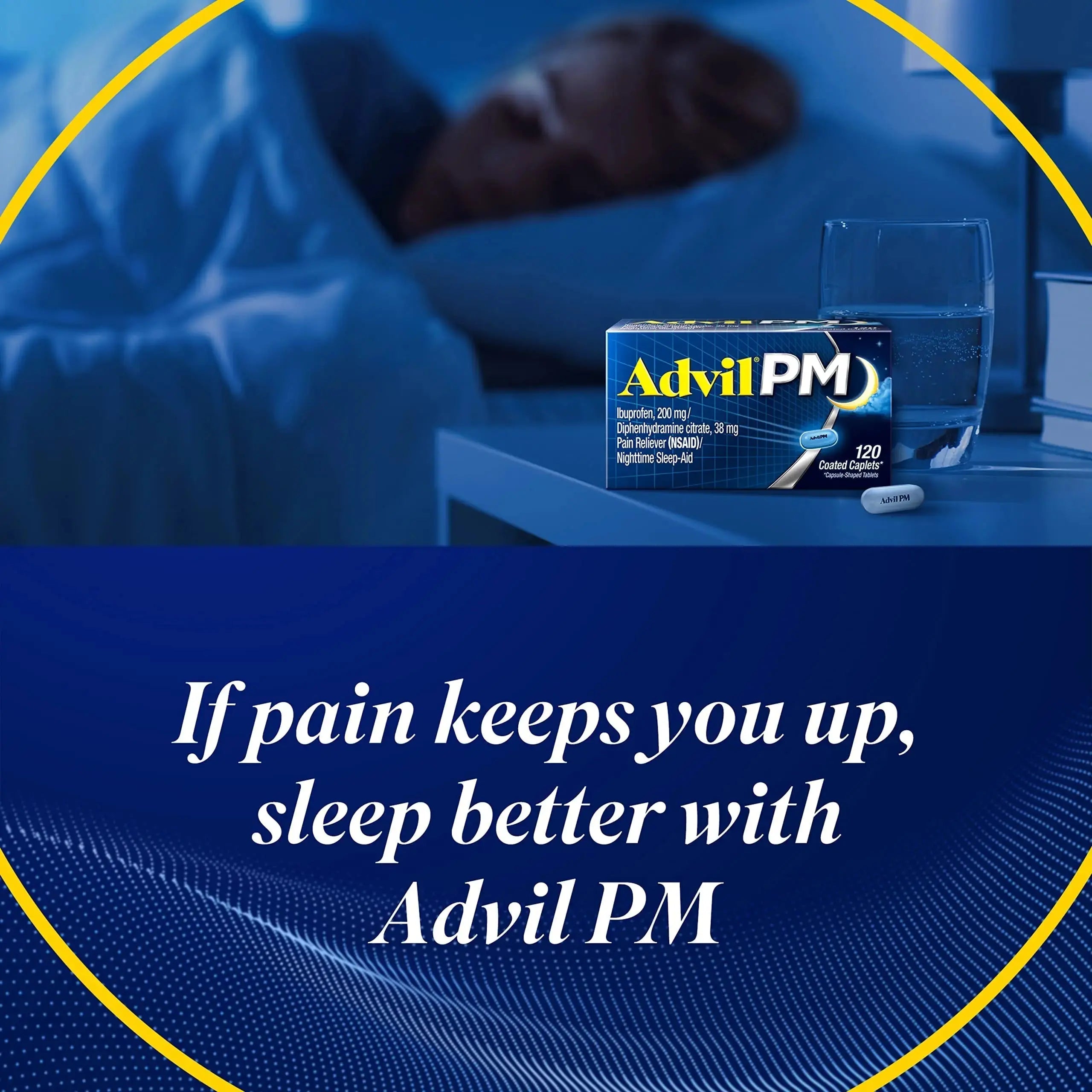 Advil PM Pain Reliever and Nighttime Sleep Aid, Pain Medicine with Ibuprofen for Pain Relief and Diphenhydramine Citrate for a Sleep Aid - 40 Coated Caplets AdvilAu supplements