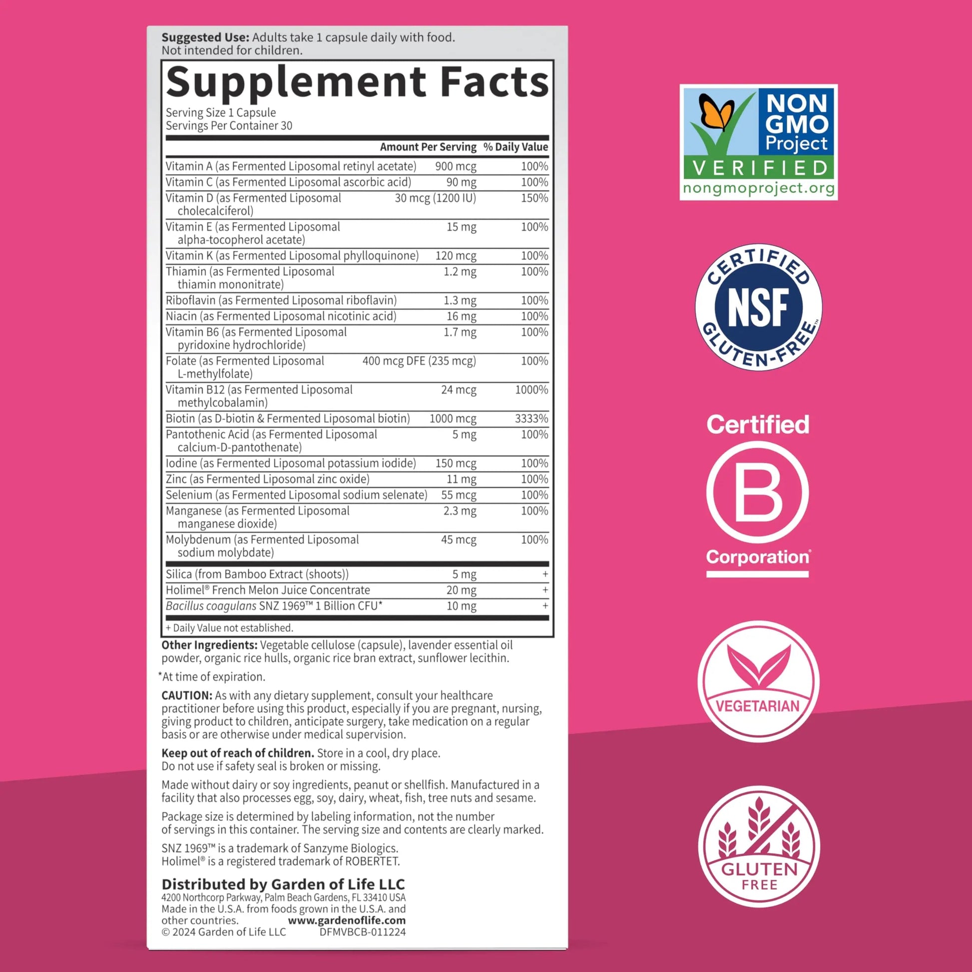 Garden of Life Dr Formulated Multi+ Beauty Complex Fermented Liposomal Multivitamin Plus Hair Skin and Nails Vitamins, French Melon SOD Garden of LifeAu supplements