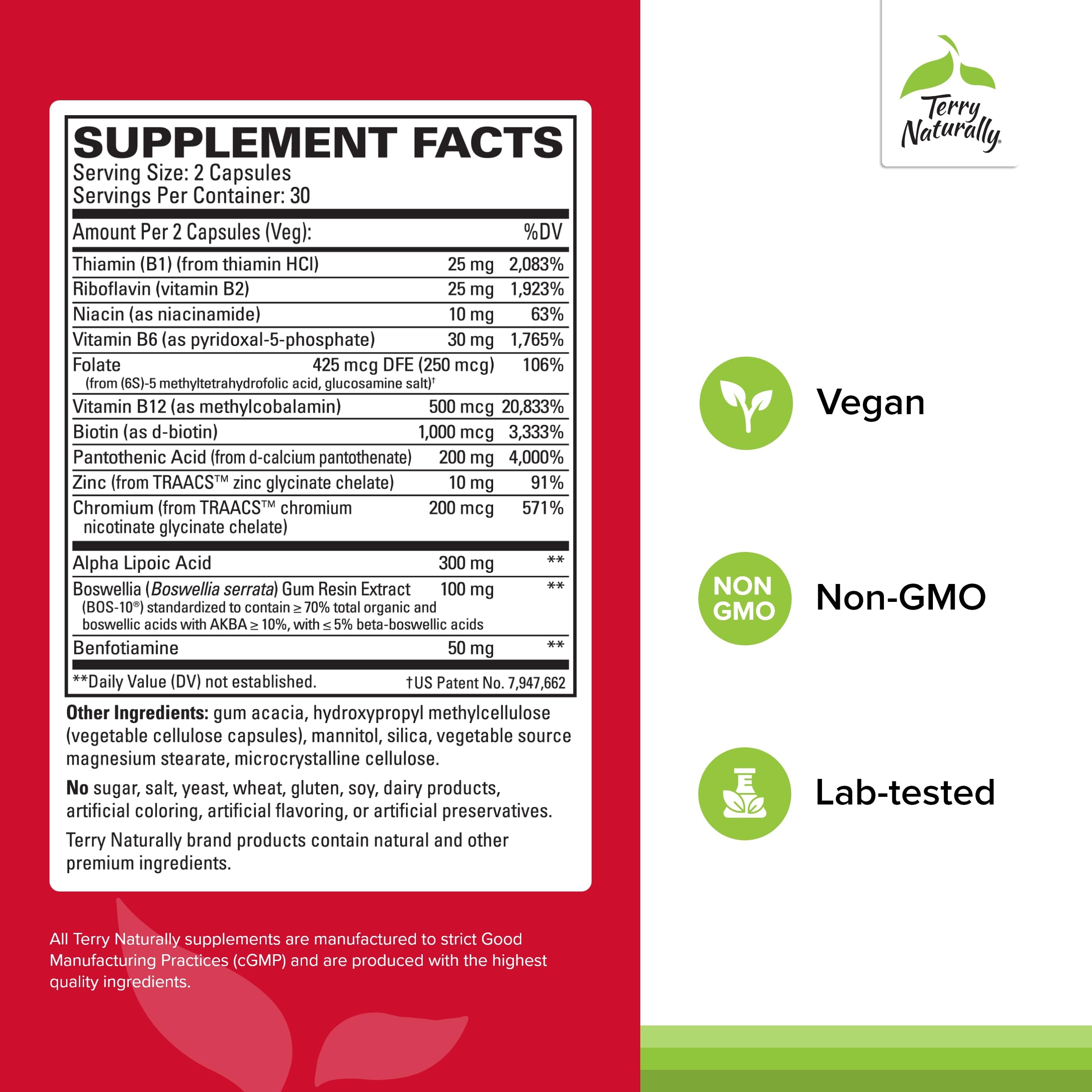 Terry Naturally Healthy Feet & Nerves - Herbal Supplement with Bioactive Vitamin B12 - Circulation & Nerve Health Support Supplement - Vegan Capsules with Boswellia Serrata - 60 Capsules Terry NaturallyAu supplements