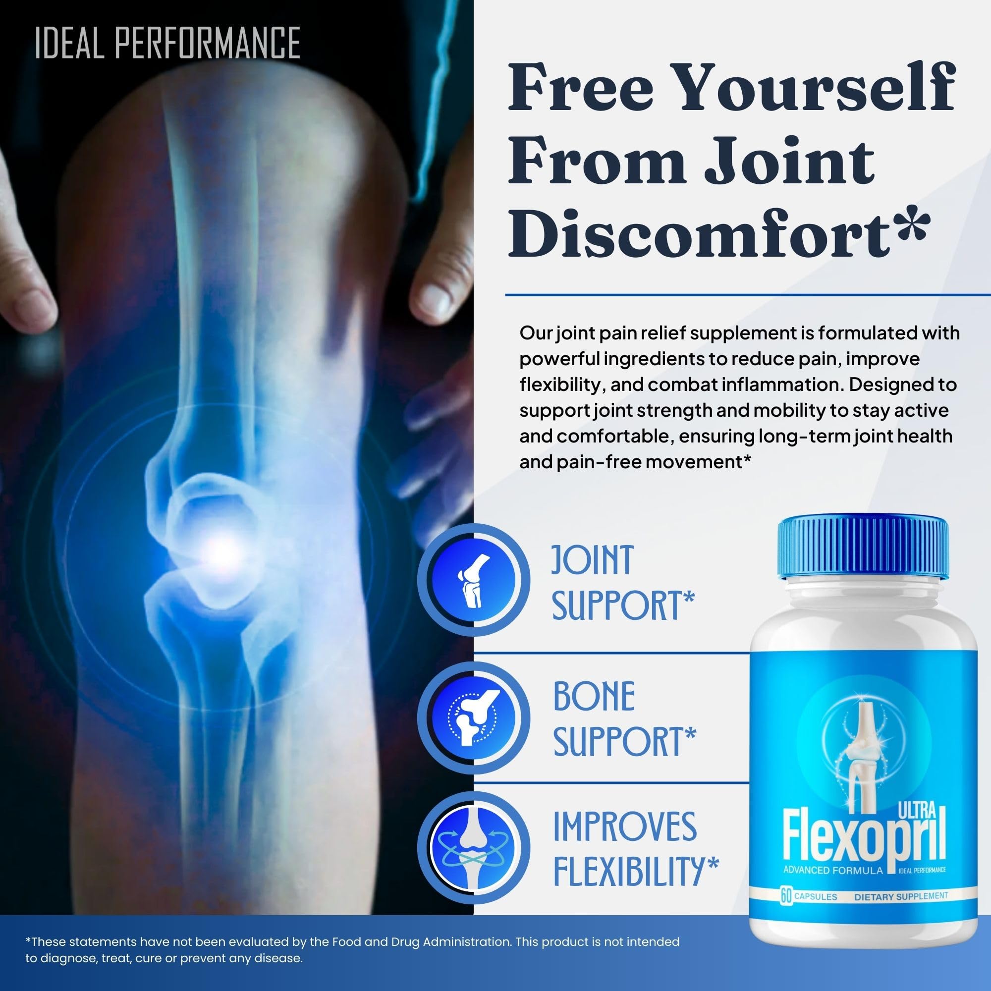 Flexopril Ultra Joint Support Capsules, Official Flexopril Supplement Pills, All-Natural Formula to Fortify Bones and Bolster Flexibility - Maximum Strength, FlexoprilUltra Pills Reviews (60 Capsules) IDEAL PERFORMANCEAu supplements