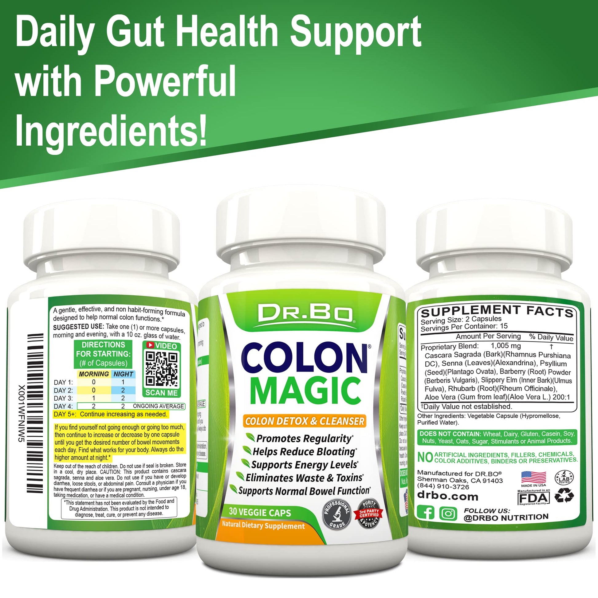 Colon Cleanse Detox Formula - Natural Bowel Cleanser Pills for Intestinal Bloating & Fast Digestive DR. BOUS supplements