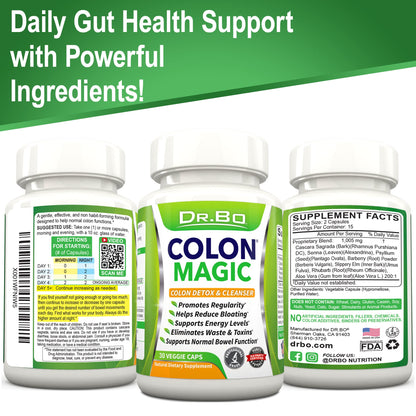 Colon Cleanse Detox Formula - Natural Bowel Cleanser Pills for Intestinal Bloating & Fast Digestive DR. BOUS supplements