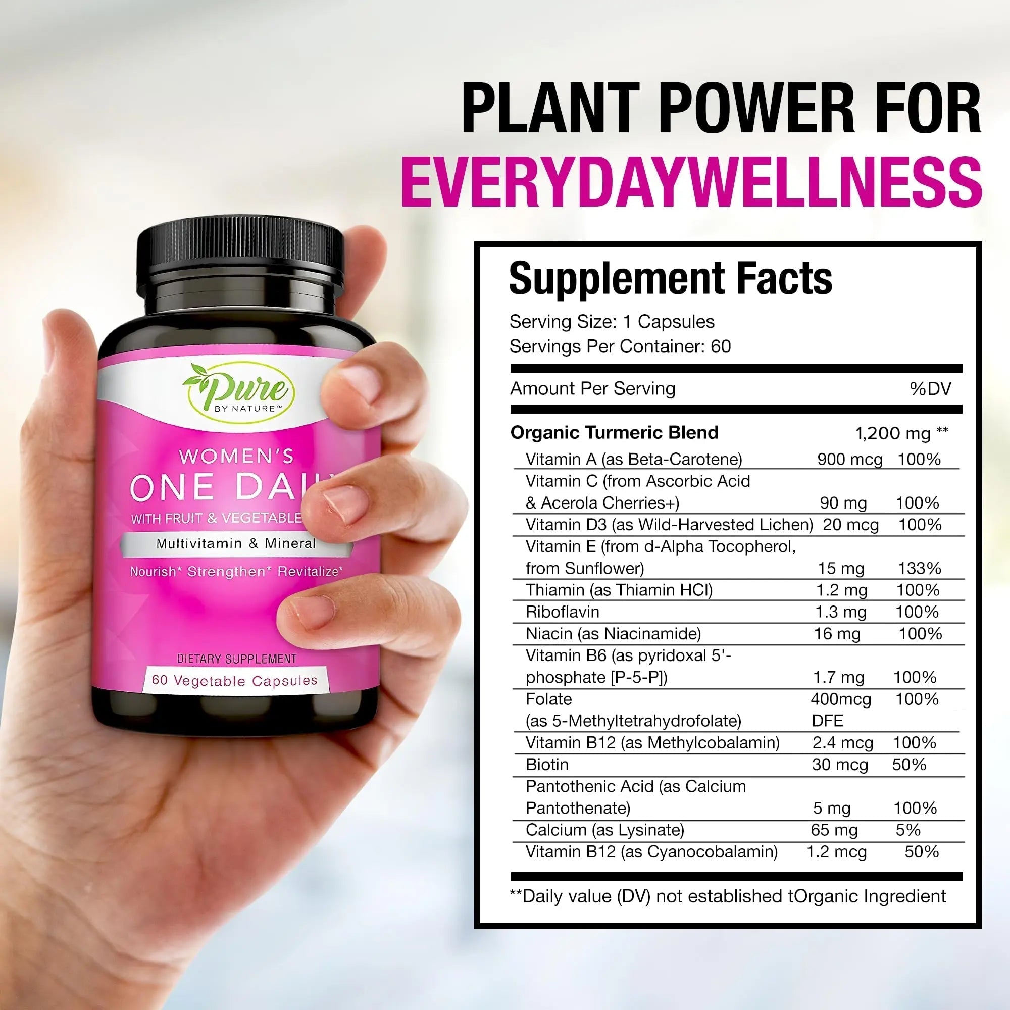 Pure By Nature One-Daily Multi-Vitamin for Women, 60 Count Pure By NatureAu supplements