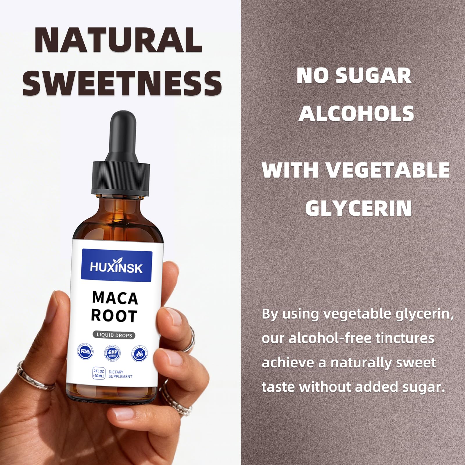 Maca Root Liquid Drops Extract | Peruvian Black & Red Blend | Natural Energy & Hormone Balance | Alcohol-Free, 60ml Vegan Tincture HUXINSKAu supplements