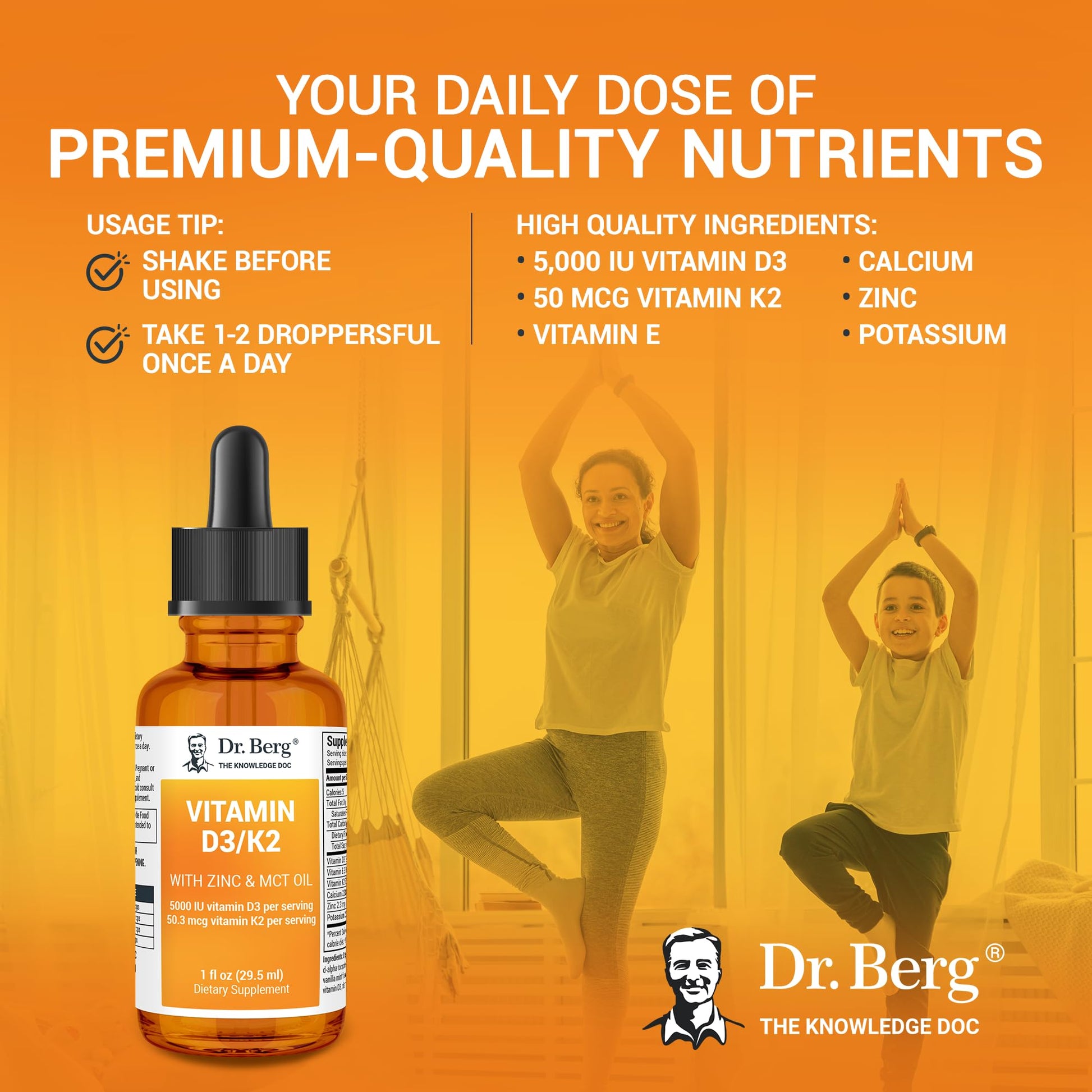 Dr. Berg Liquid Vitamin D3 & K2 Supplement - For Bone, Teeth, Mood & Immune Health Dr. Berg NutritionalsUS supplements