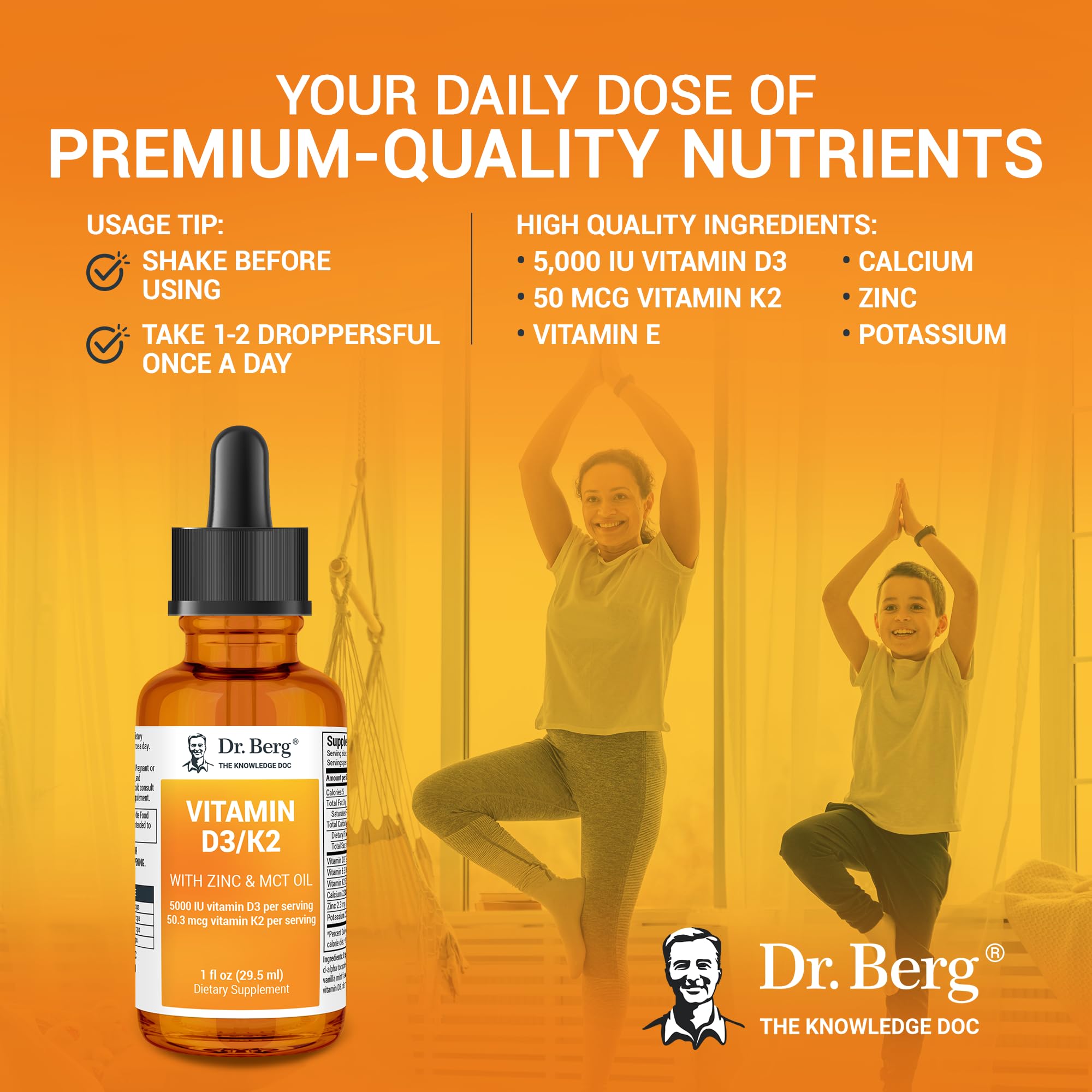 Dr. Berg Liquid Vitamin D3 & K2 Supplement - For Bone, Teeth, Mood & Immune Health Dr. Berg NutritionalsUS supplements