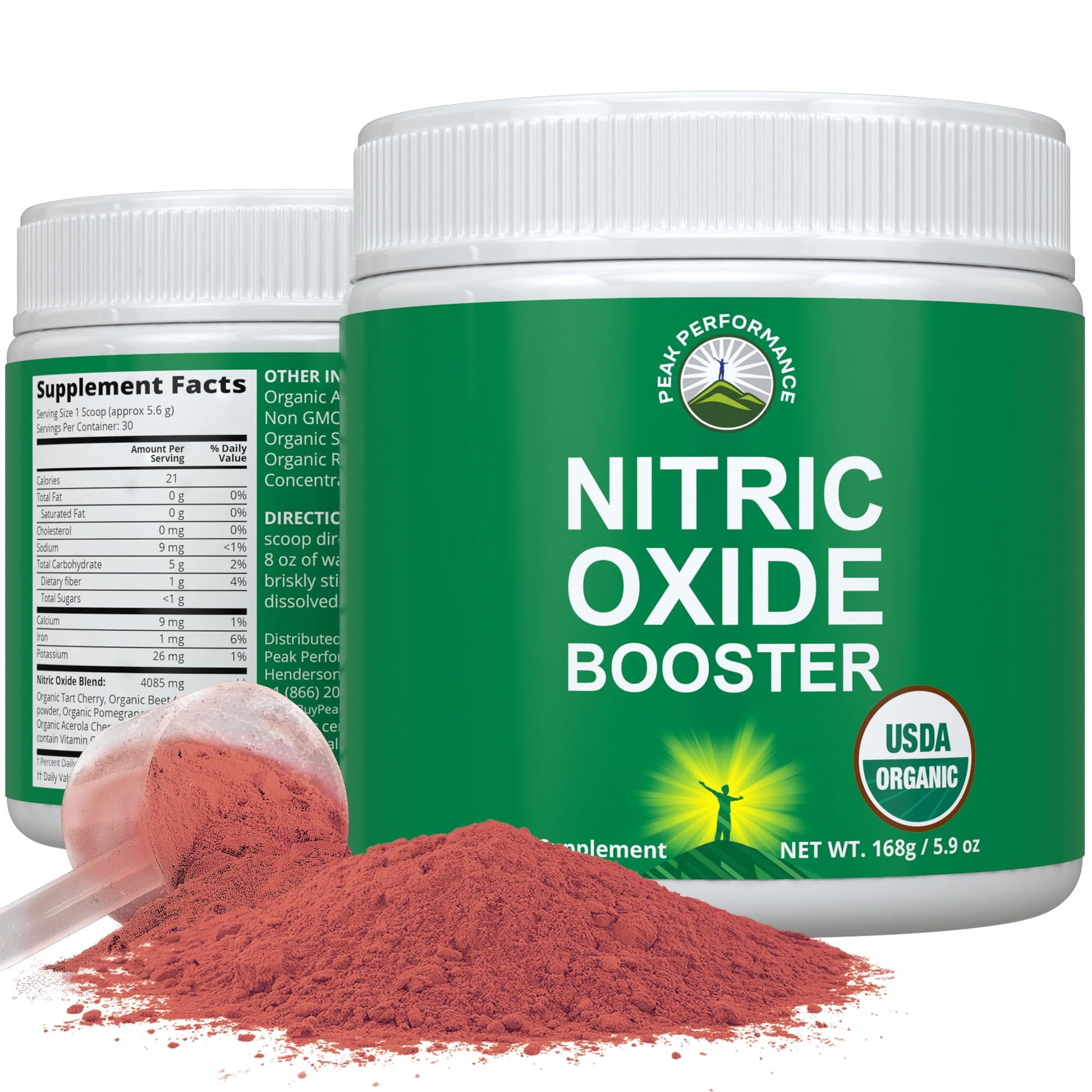 USDA Organic Plant Based Nitric Oxide Booster Powder Supplement for Men & Women. Caffeine Free Supplements 5 Top Organic Ingredients. Beet Root, Tart Cherry, Acerola Cherry, Pomegranate, Red Ginseng Peak PerformanceAu supplements