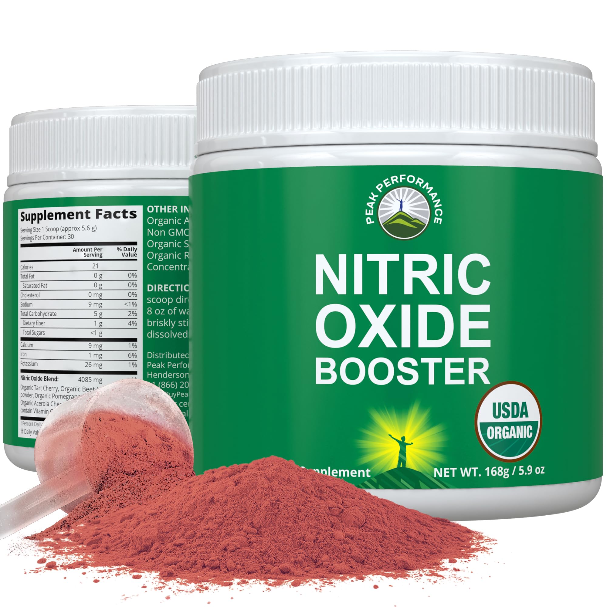 USDA Organic Plant Based Nitric Oxide Booster Powder Supplement for Men & Women. Caffeine Free Supplements 5 Top Organic Ingredients. Beet Root, Tart Cherry, Acerola Cherry, Pomegranate, Red Ginseng Peak PerformanceAu supplements