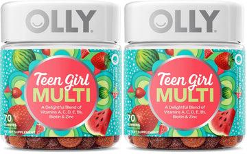 OLLY Teen Girl Multi Gummy, Healthy Skin and Immune Support, 15 Essential Vitamins, Biotin, Zinc, Calcium, Chewable Multivitamin OLLYAu supplements