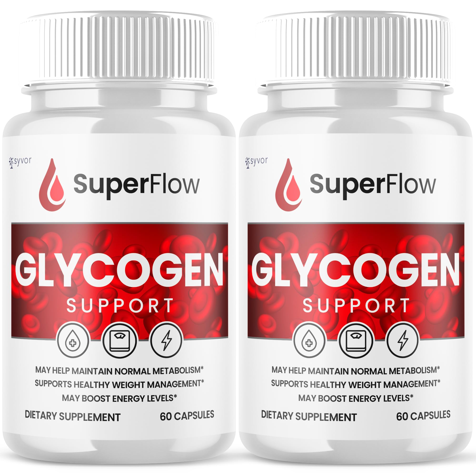 (2 Pack) Super Flow Glycogen Support, Official SuperFlow Advanced Formula Glyco Optimizer Capsules, All Natural Super Flow Pills, Daily Wellness Supplement to Support Healthy Balance (120 Capsules) SyvorAu supplements