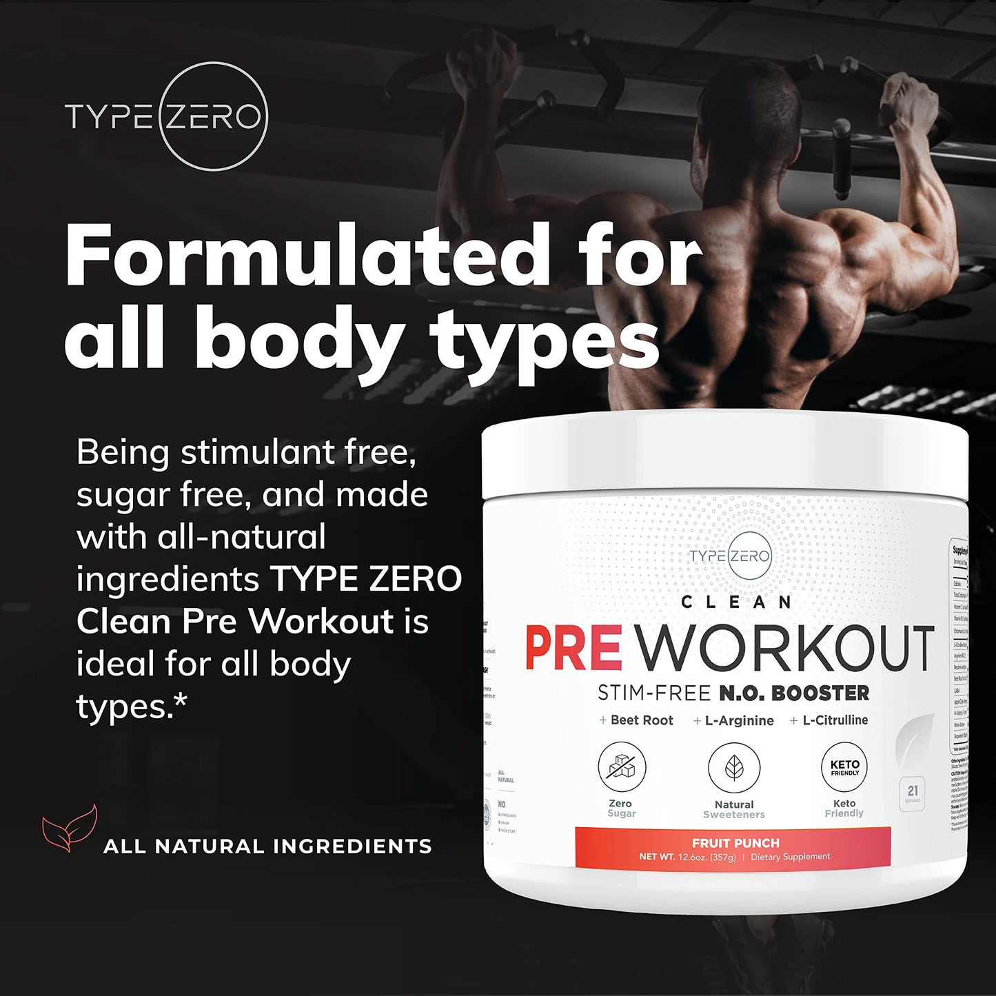 Ultra Clean Stim Free Pump Pre Workout + Nitric Oxide Booster (Fruit Punch) Beetroot, 7G Arginine Citrulline Malate, Betaine, Beta A, ACV+ - Sugar/Caffeine Free Natural Non Stim Preworkout Men & Women Type ZeroUS supplements