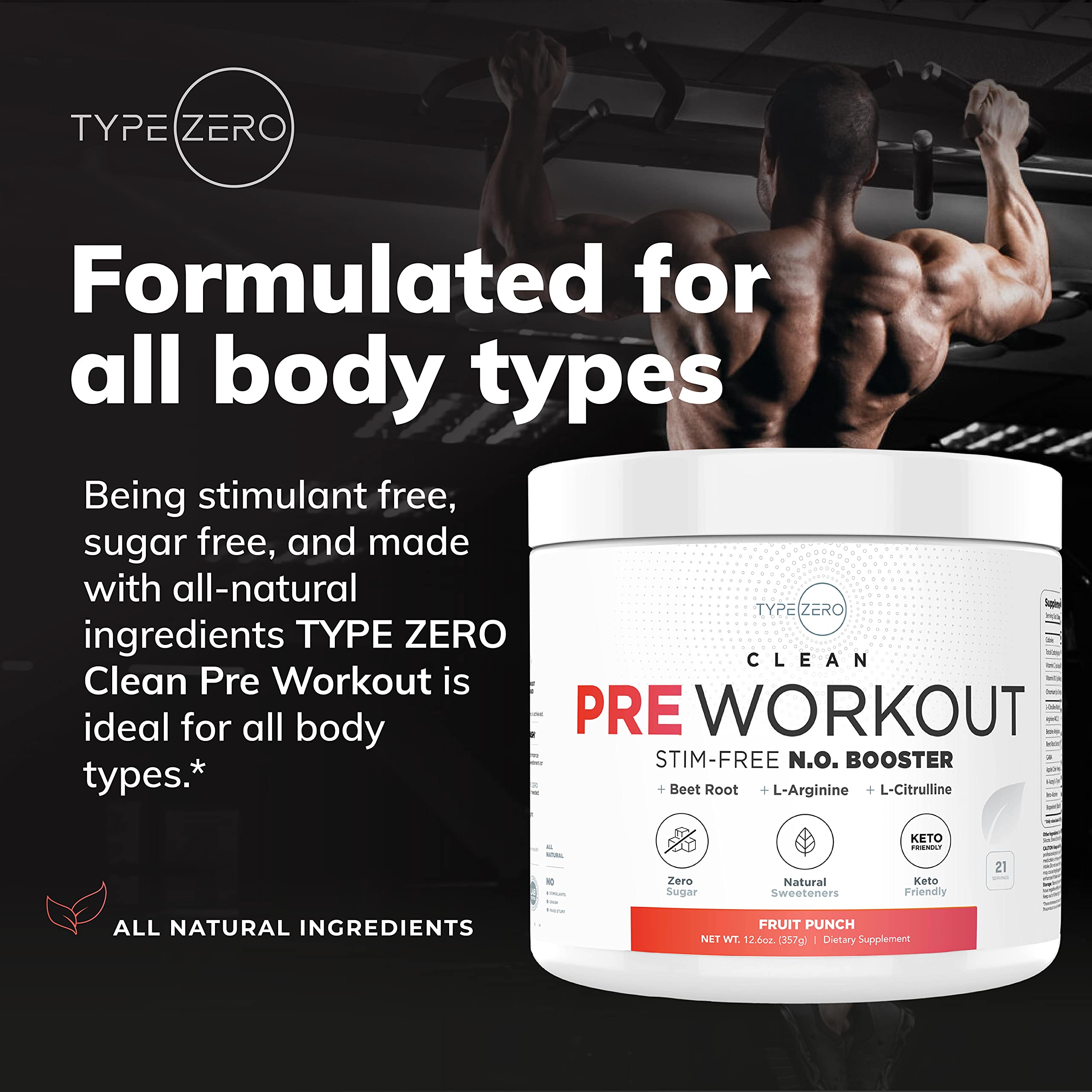 Ultra Clean Stim Free Pump Pre Workout + Nitric Oxide Booster (Fruit Punch) Beetroot, 7G Arginine Citrulline Malate, Betaine, Beta A, ACV+ - Sugar/Caffeine Free Natural Non Stim Preworkout Men & Women Type ZeroUS supplements