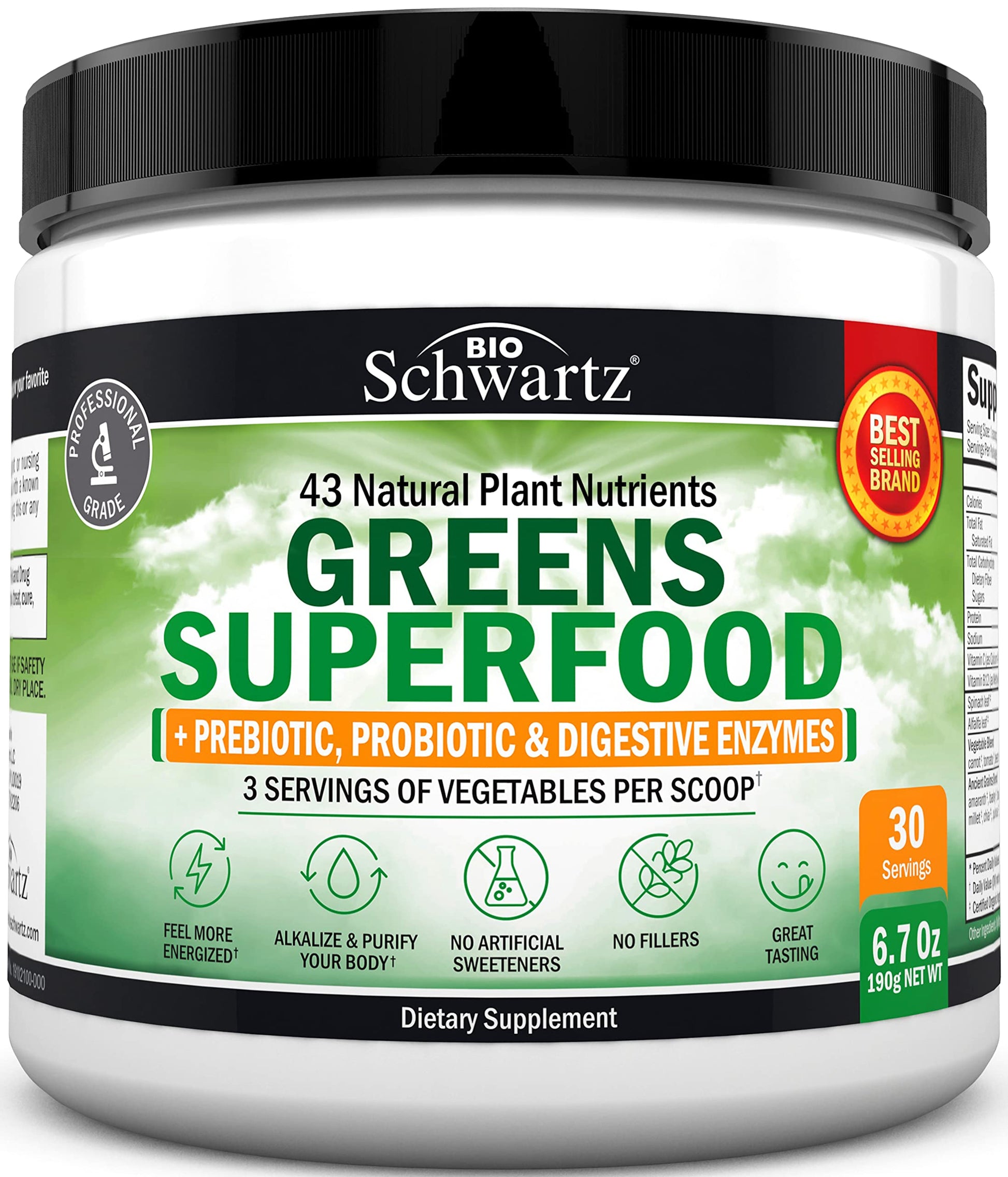 Super Greens Powder Superfood - Greens Powder with Probiotics Prebiotics Digestive BioSchwartzAu supplements