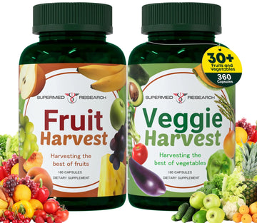 Supermed Research Fruits and Vegetables Supplements – 2 Pack Combination Fruit & Veggies Supplement – Whole Food Vitamins & Minerals for Adults – Superfood Veggie Vitamins for Adults (180 x 2, 360 Ct) Supermed ResearchAu supplements