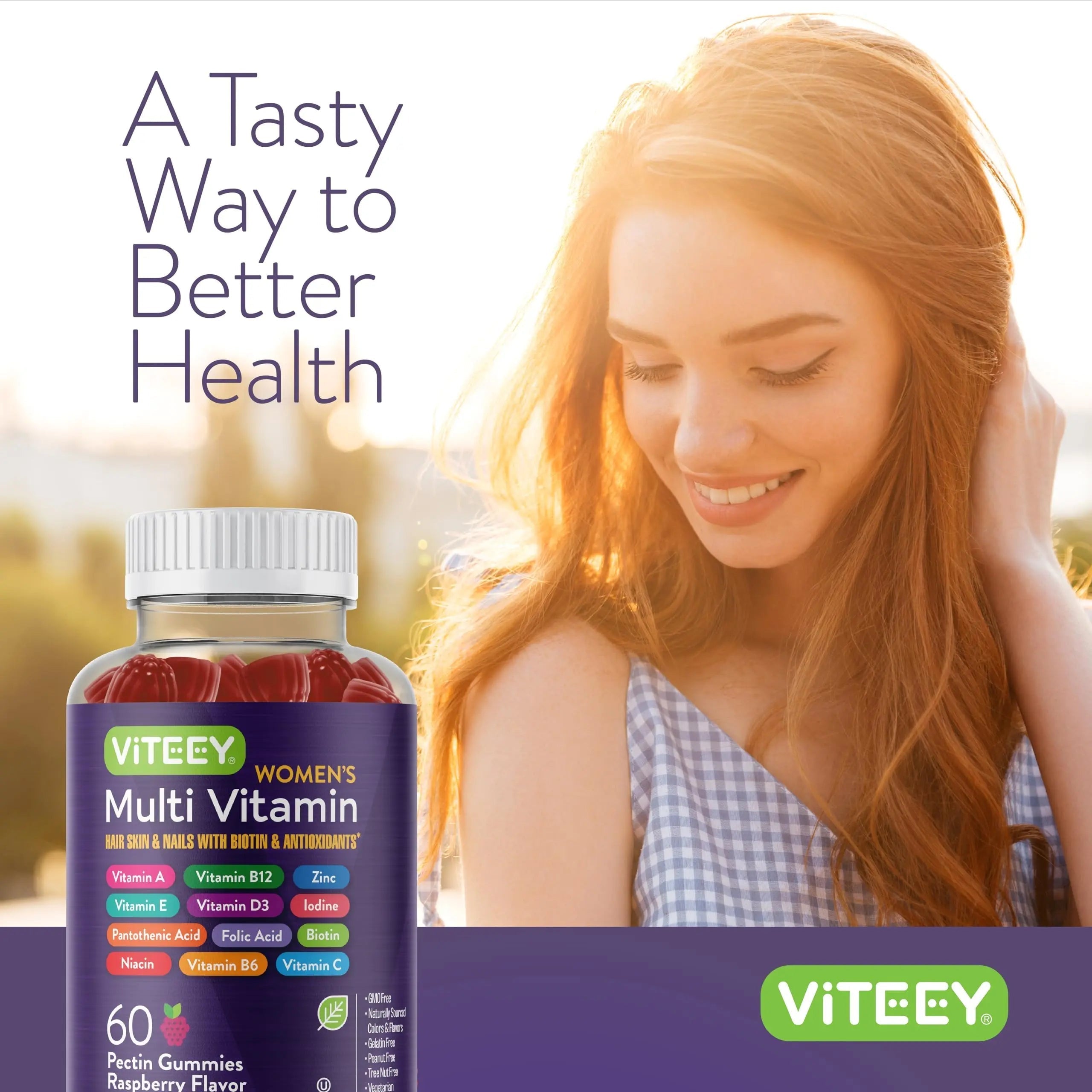 Viteey Womens Multivitamin Gummies - Immune Support - 12 in 1 Essential Vitamins & Minerals - Vitamin A, C, D3, E, B6, B12, Folic Acid, Biotin, Calcium ViteeyAu supplements