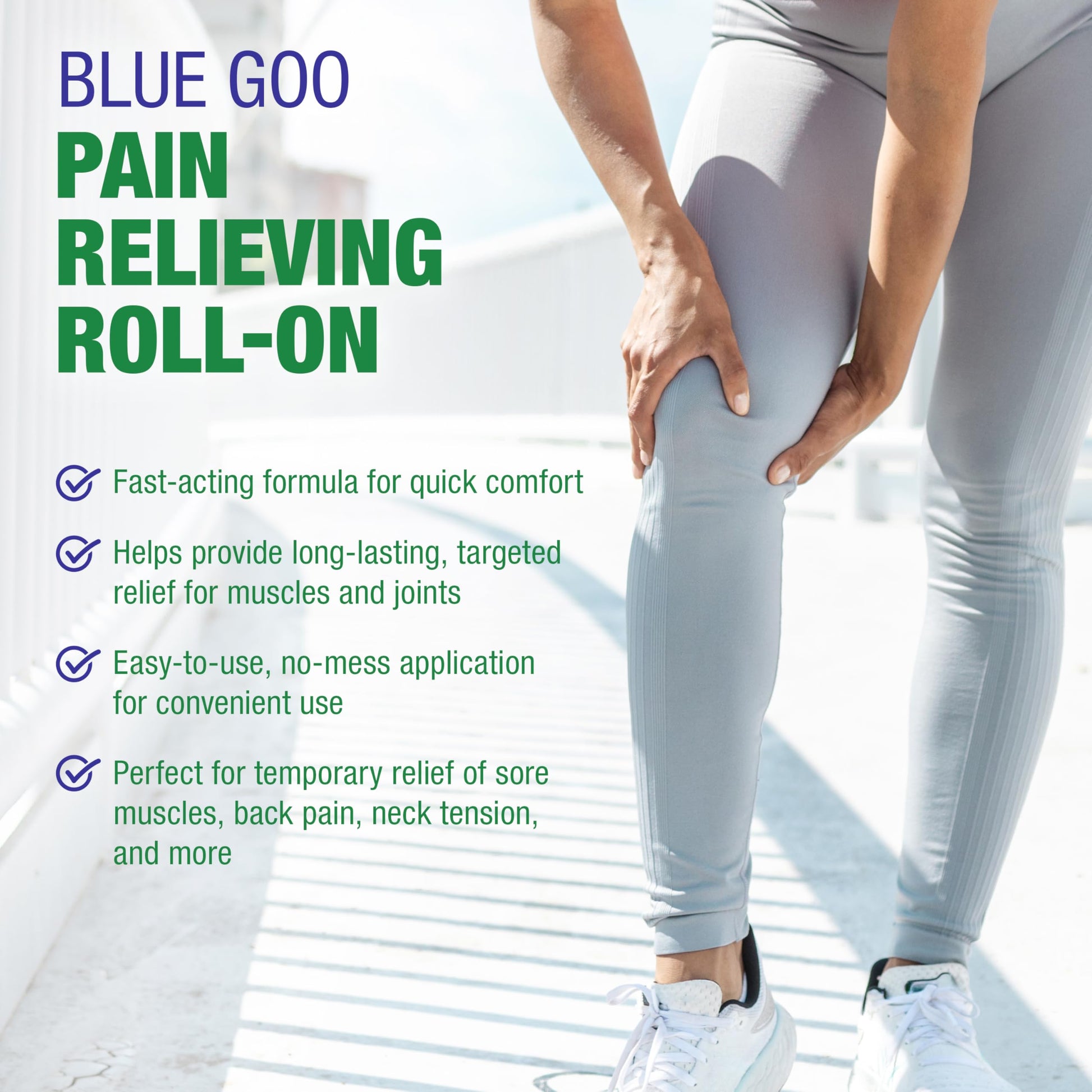 Blue Goo Pain Relieving Menthol Roll On – for Back, Neck, Muscle and Joint Pain, Sprains and Strains, Fast-Acting Soothing Cooling Pain Relief Liquid with 4% Menthol, 2.5 oz (3 Pack) Blue GooAu supplements