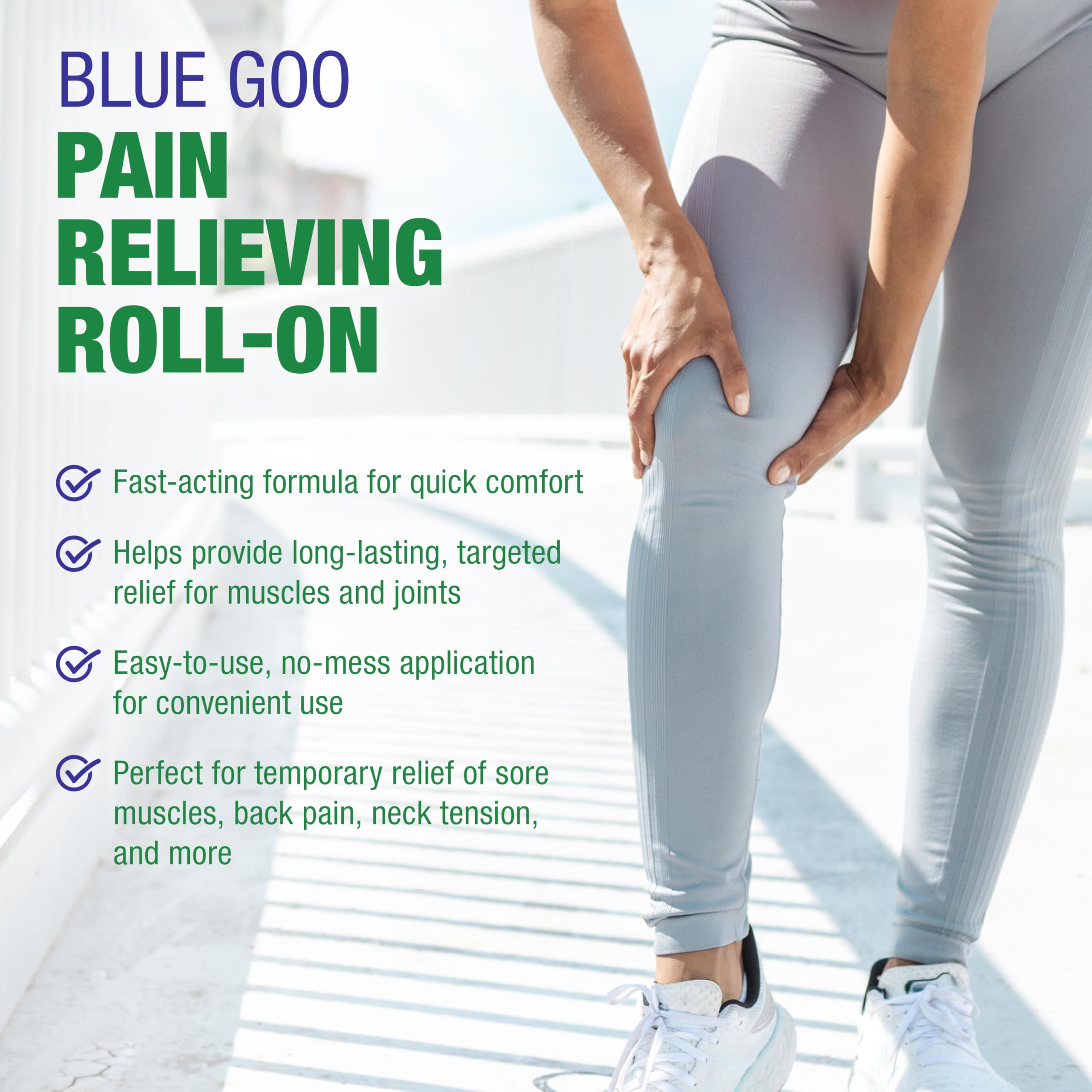 Blue Goo Pain Relieving Menthol Roll On – for Back, Neck, Muscle and Joint Pain, Sprains and Strains, Fast-Acting Soothing Cooling Pain Relief Liquid with 4% Menthol, 2.5 oz (3 Pack) Blue GooAu supplements